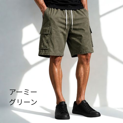 カーゴ ハーフパンツ K07 Color: ブラック, Size: M