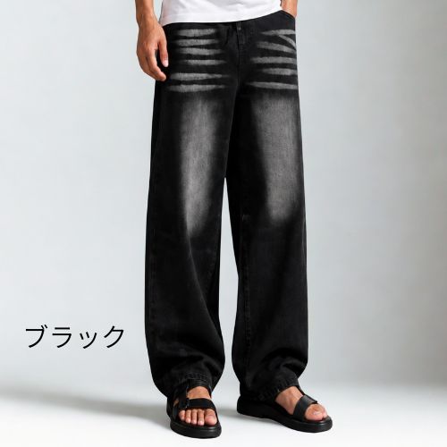 ワイド ジーンズ K53 Color: ブラック, Size: M