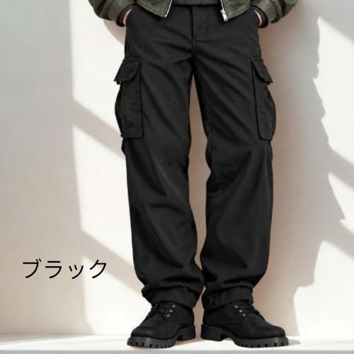  裏ボアカーゴパンツ K88 Color: ブラック, Size: M