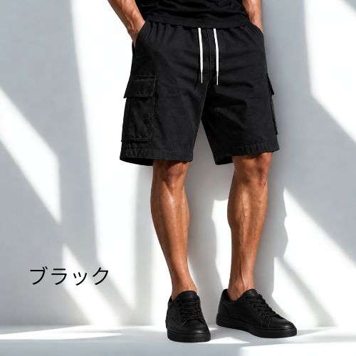 カーゴ ハーフパンツ K07 Color: ブラック, Size: M