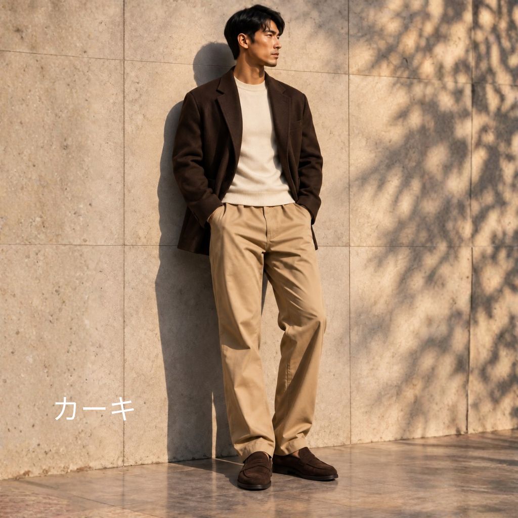 イージーパンツ 綿100 B03 Color: カーキ, Size: M