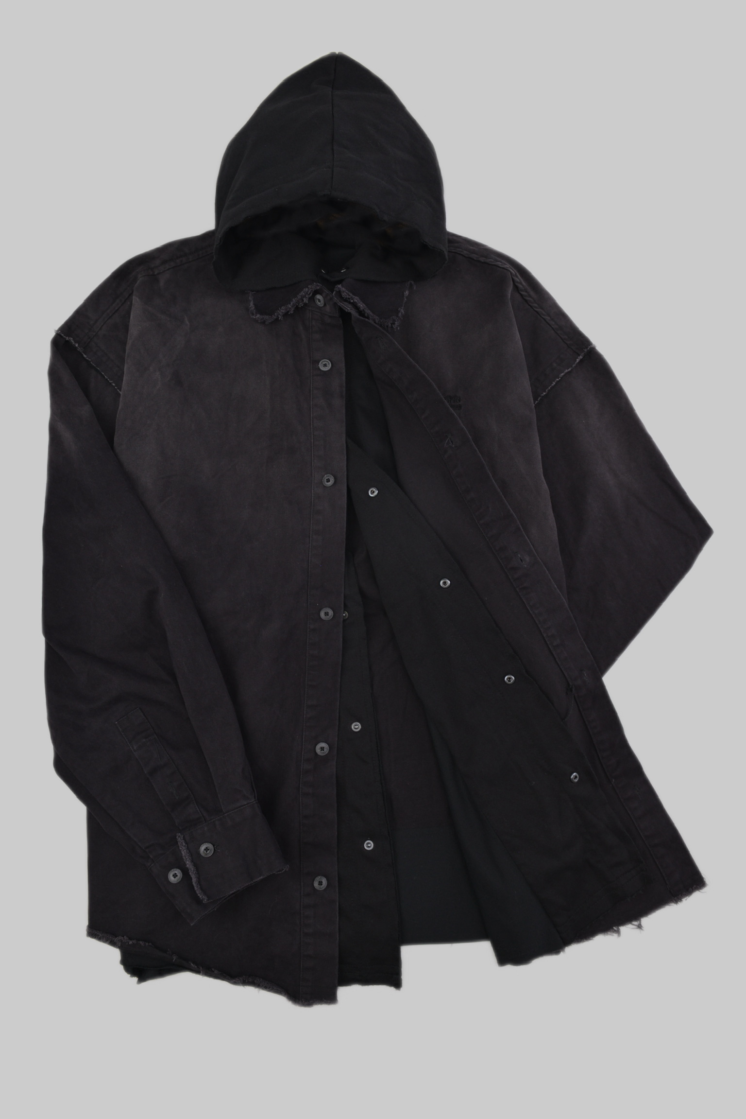 KURORO フェードブラック レイヤードフーディーシャツ サイズ: M