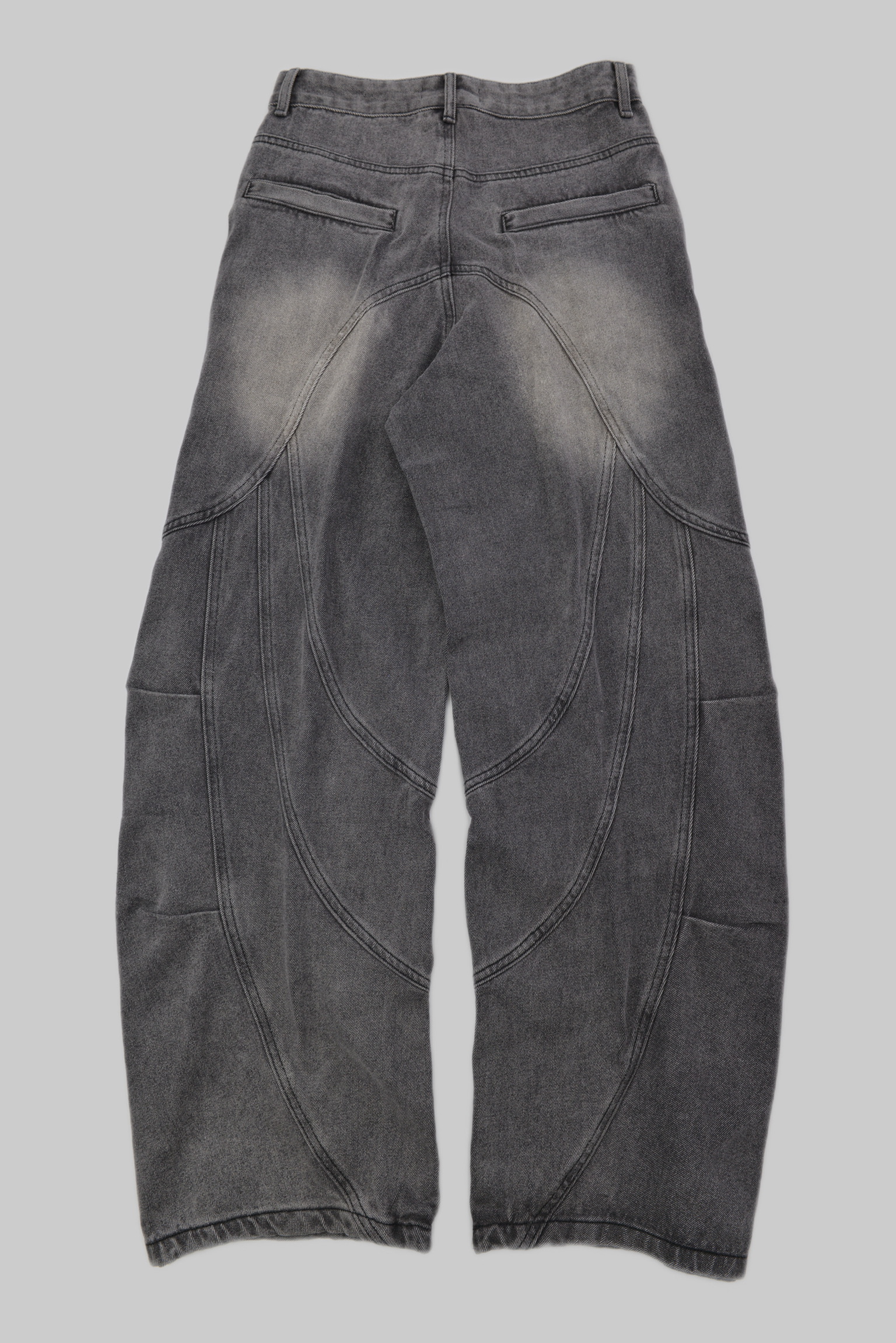 KURORO Vintage Wash Wide Cargo Denim / ヴィンテージウォッシュ ワイドカーゴデニム　グレー サイズ: S