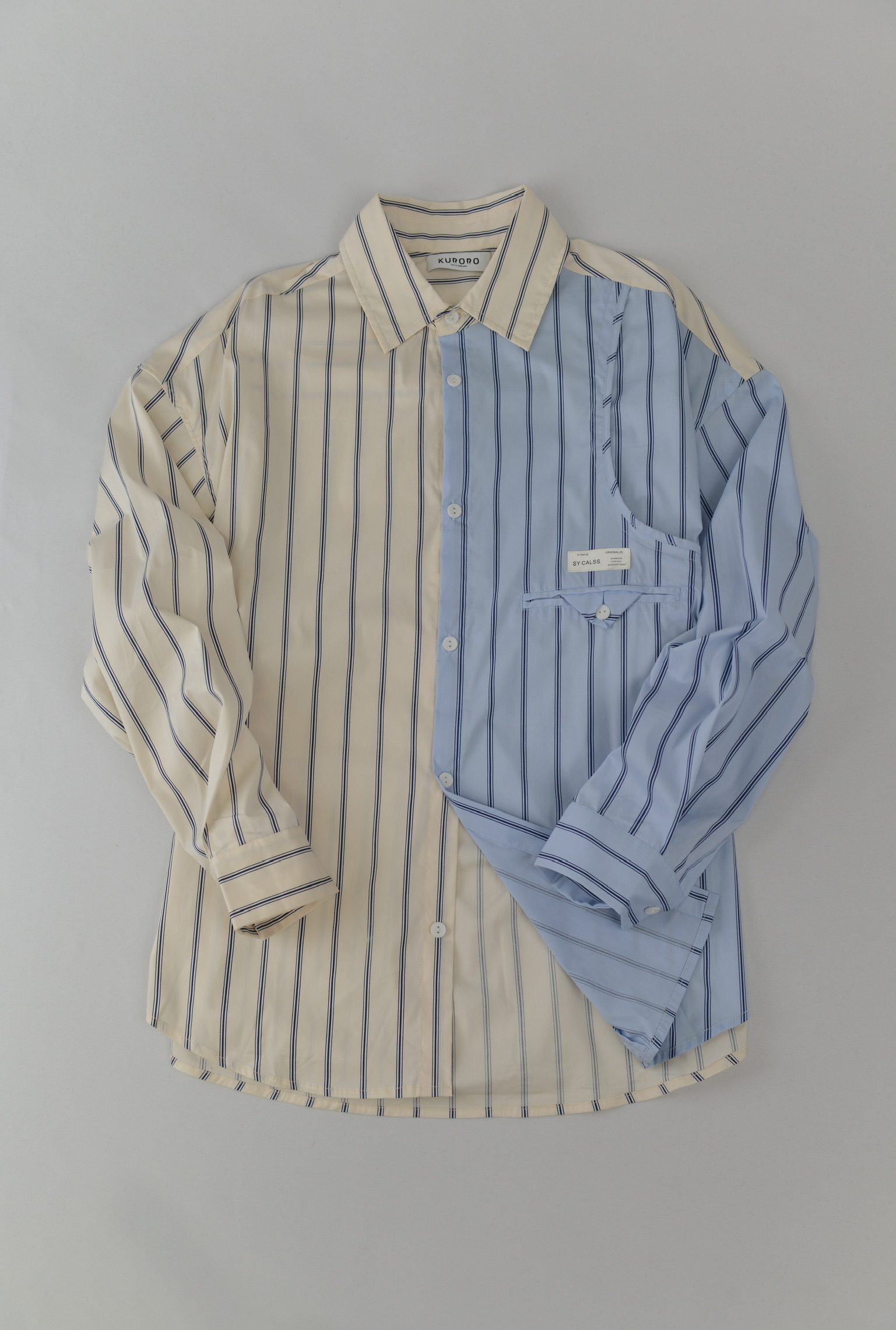 アシンメトリーストライプシャツ