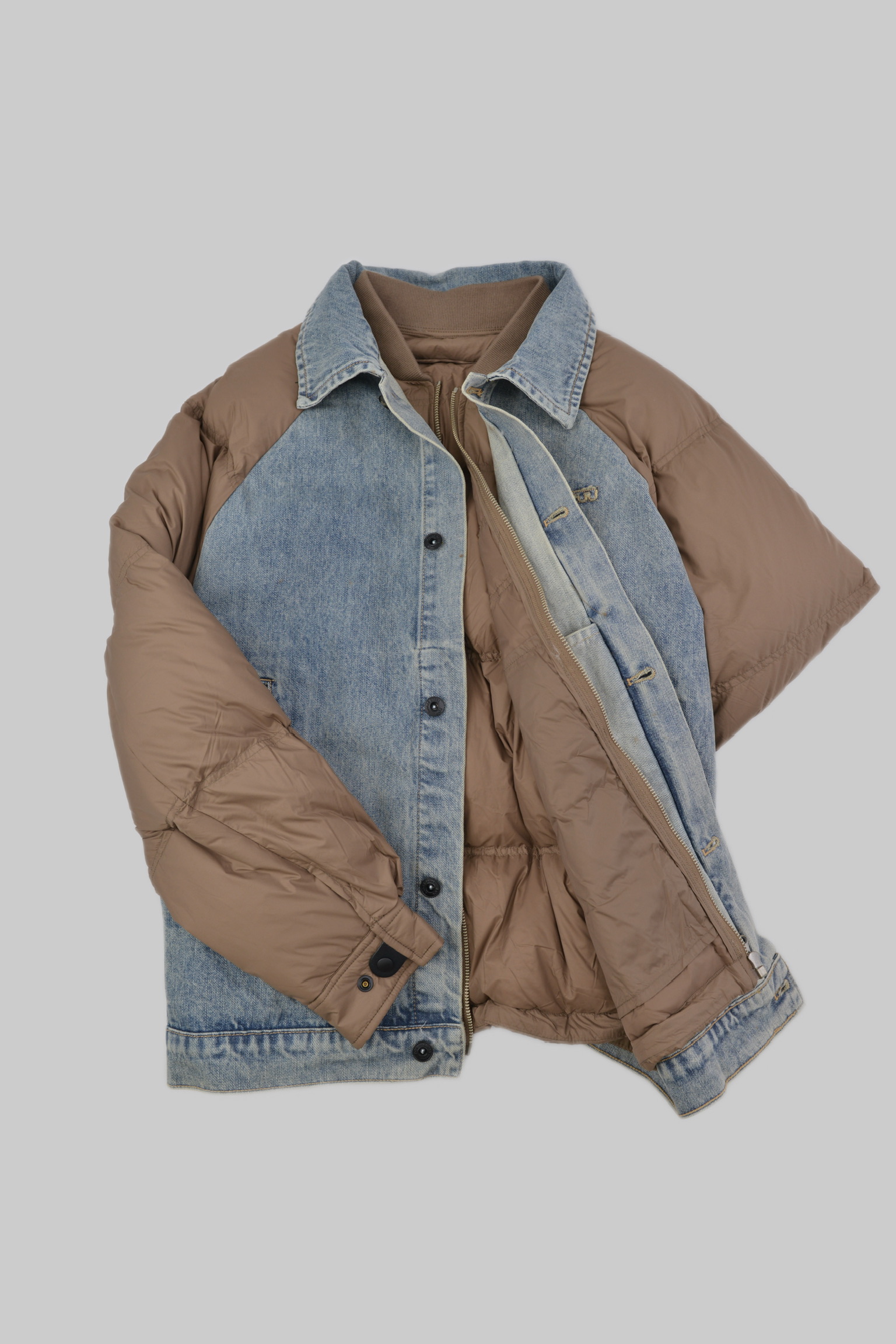 KURORO HYBRID DENIM DOWN JACKET – INDIGO BROWN ハイブリッド デニムダウンジャケット / インディゴブラウン サイズ: M