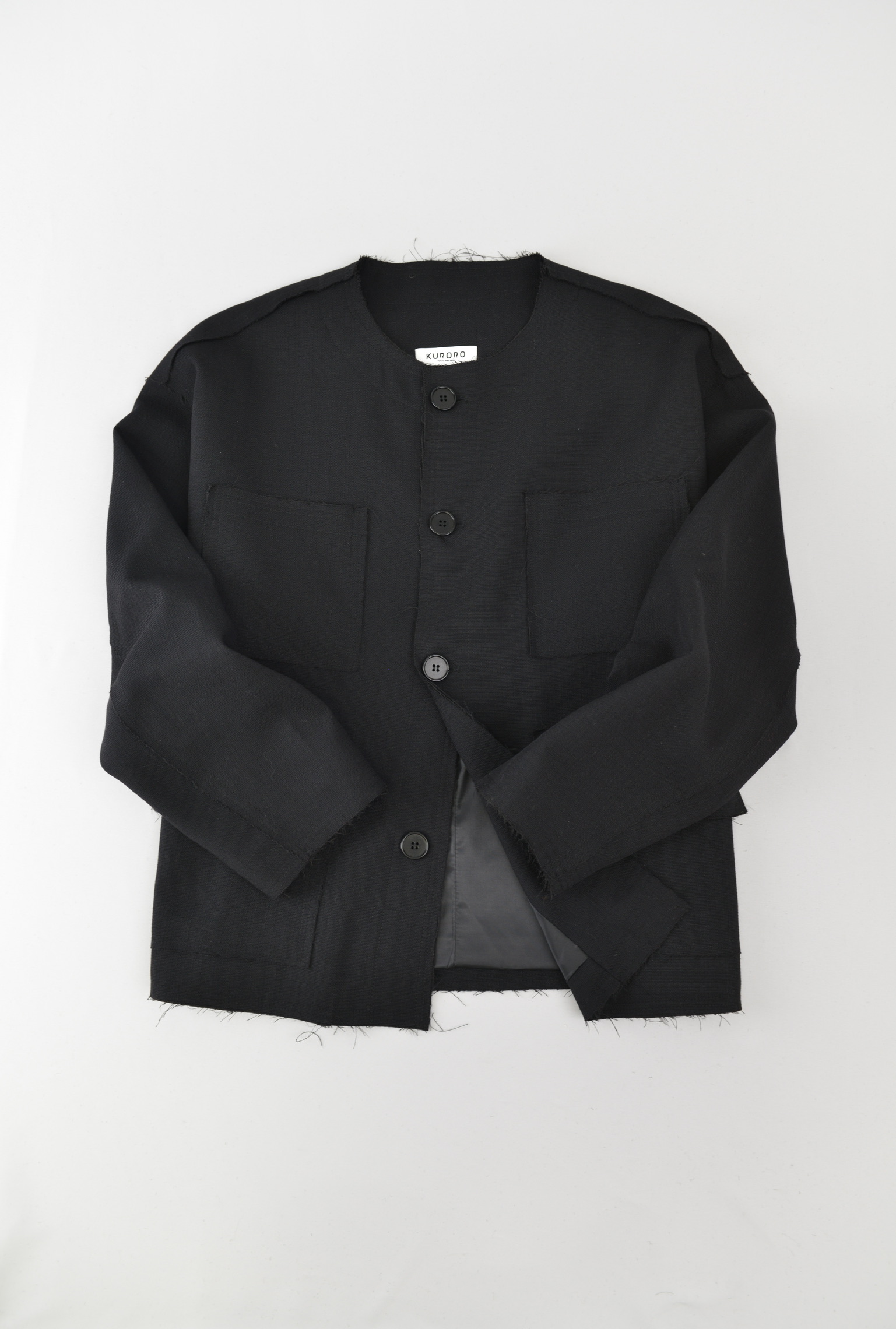 ノーカラージャケット　ブラック