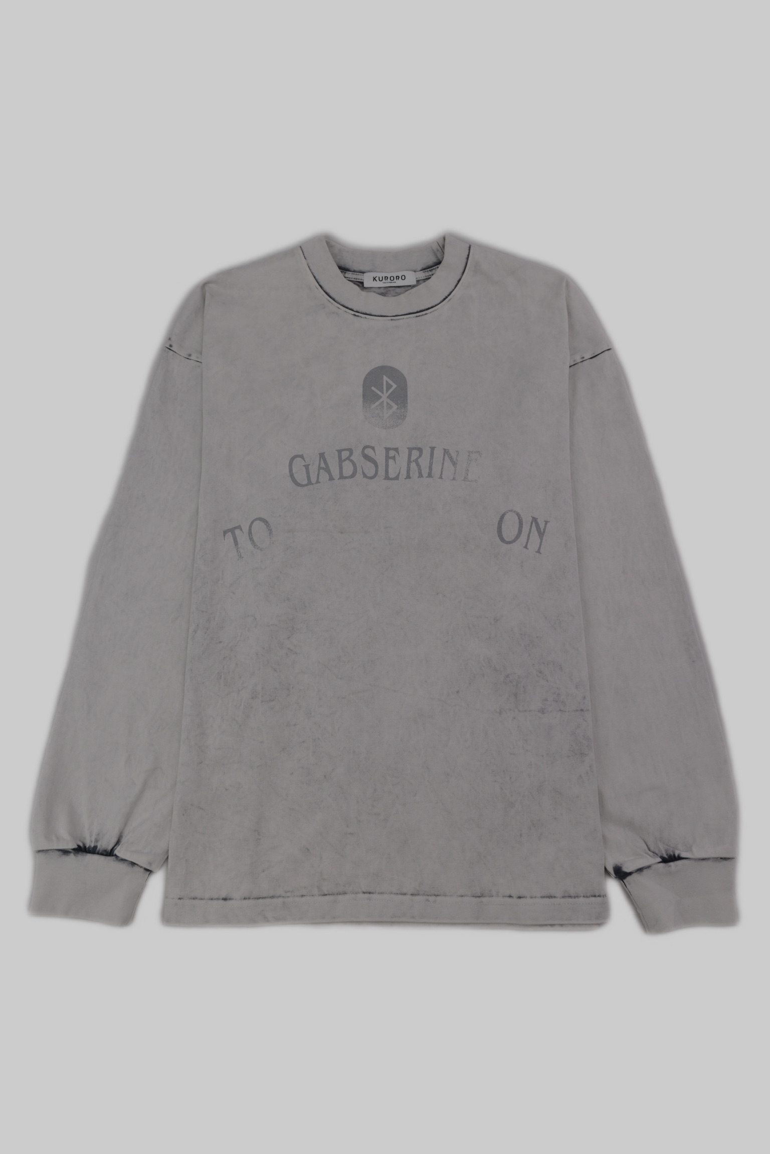 グレーウォッシュ ロゴプリント ロングスリーブTシャツ