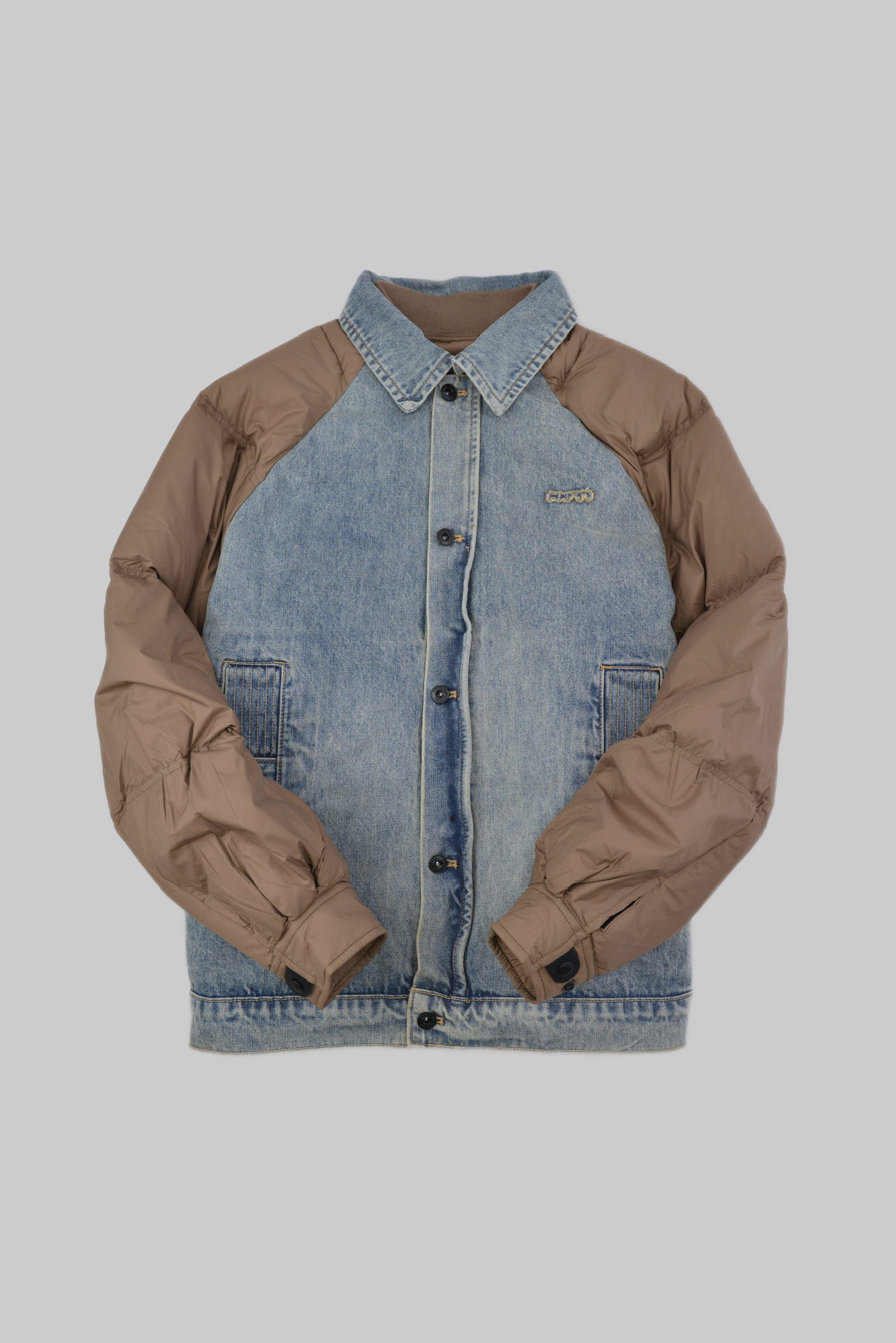 KURORO HYBRID DENIM DOWN JACKET – INDIGO BROWN ハイブリッド デニムダウンジャケット / インディゴブラウン サイズ: M