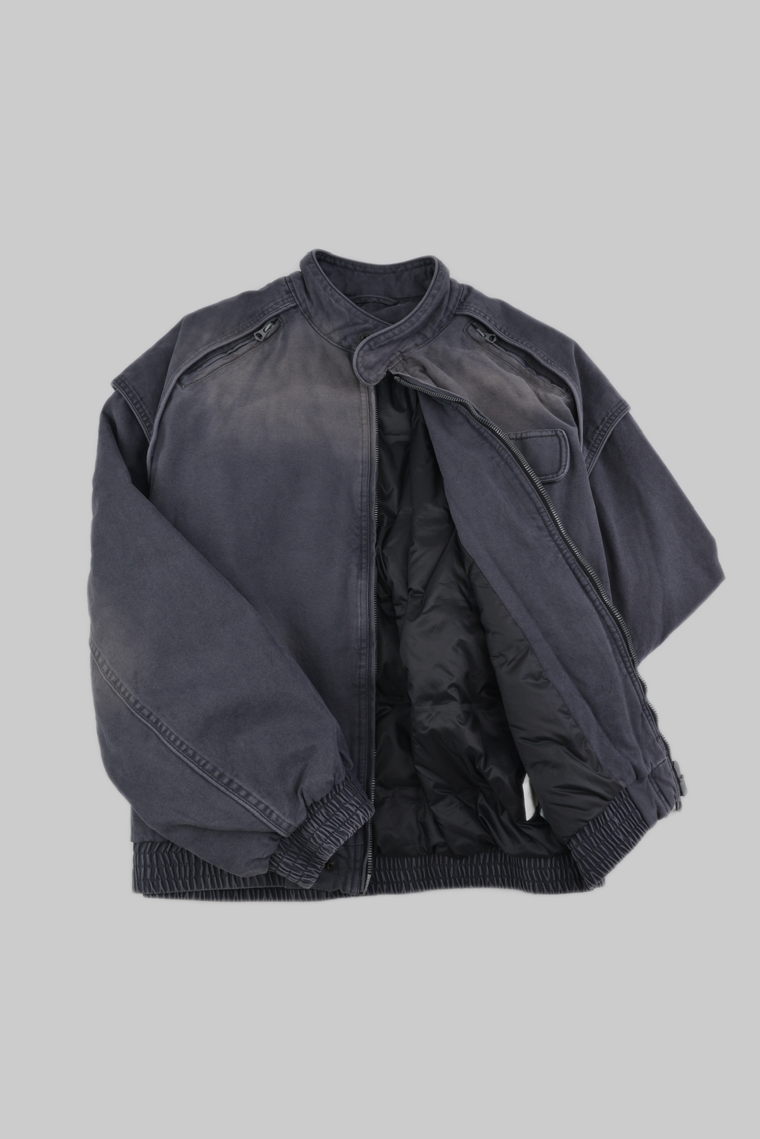 ヴィンテージウォッシュ スタンドカラーパデッドジャケット サイズ: M