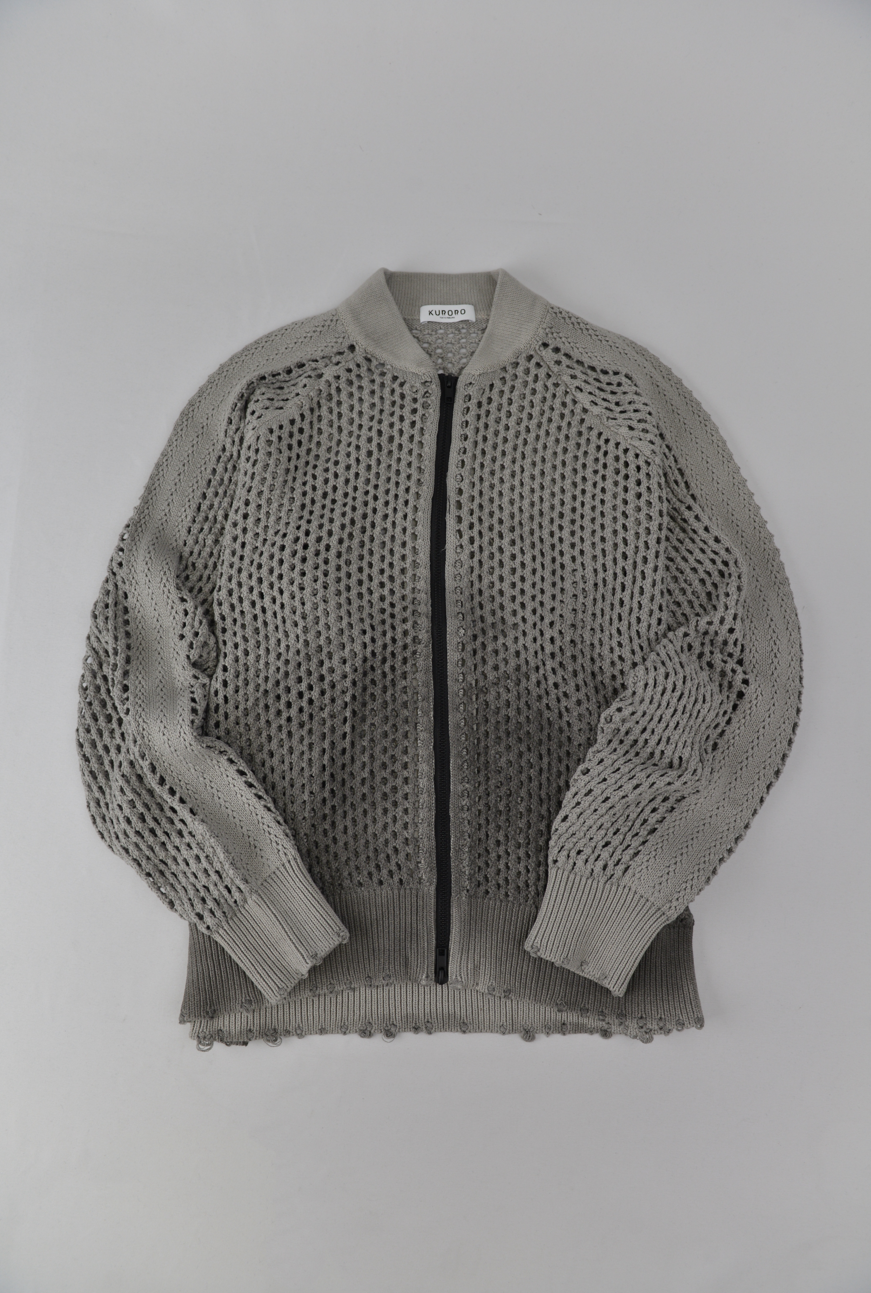 メッシュニットブルゾン　ライトグレー