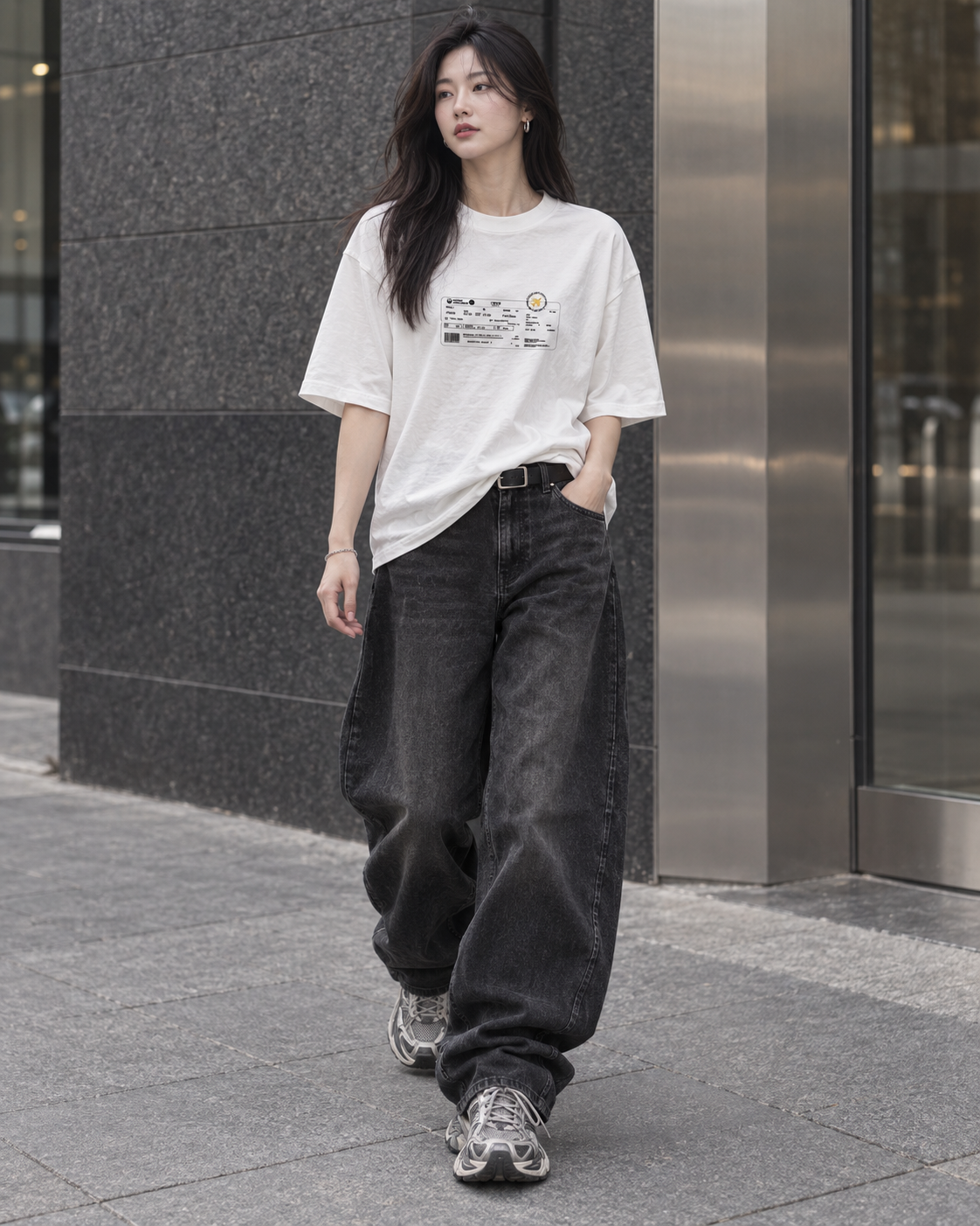 ボーディングパス オーバーサイズTシャツ　ホワイト サイズ: S