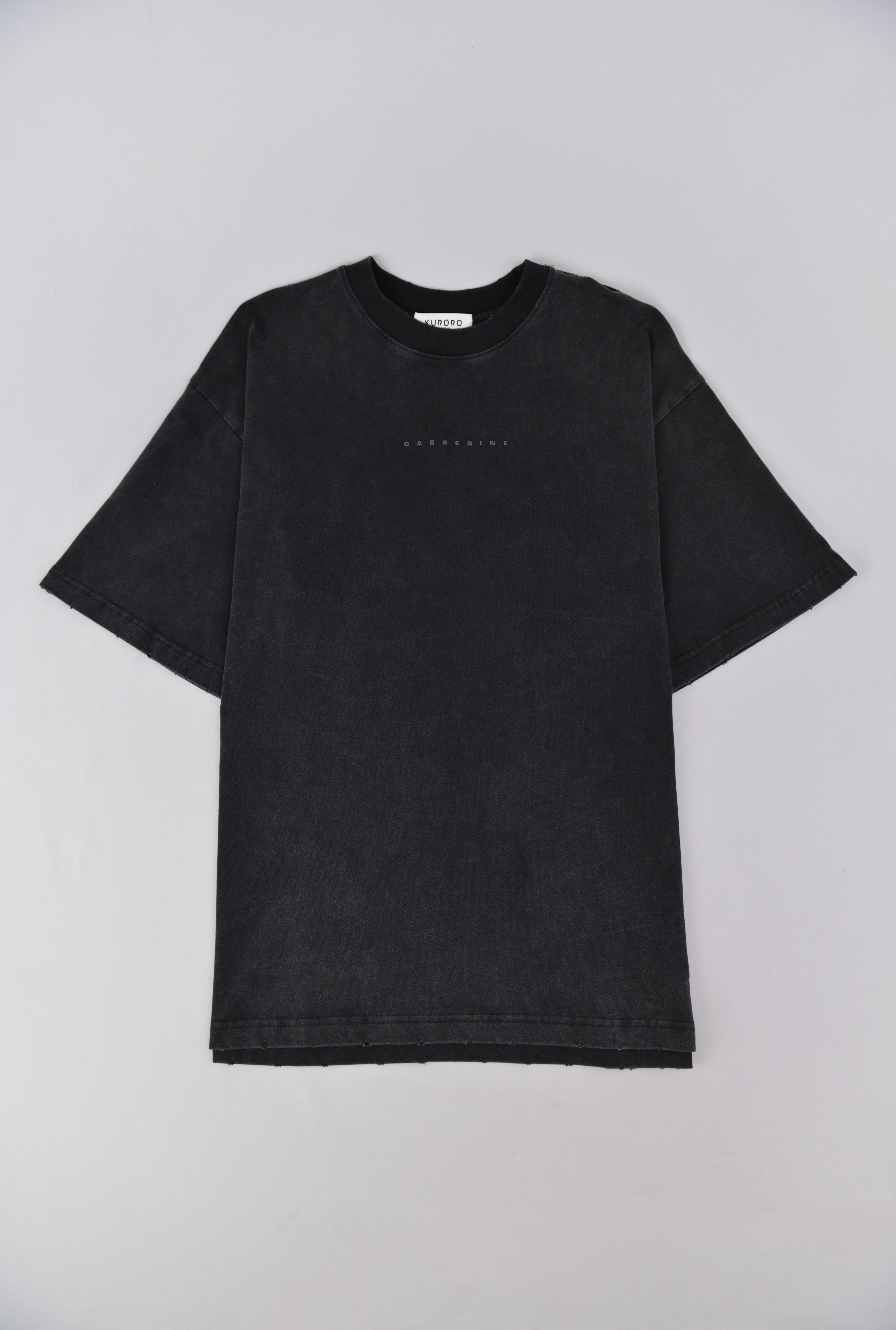 GASSERINE ピグメントウォッシュドロゴTシャツ　ブラック