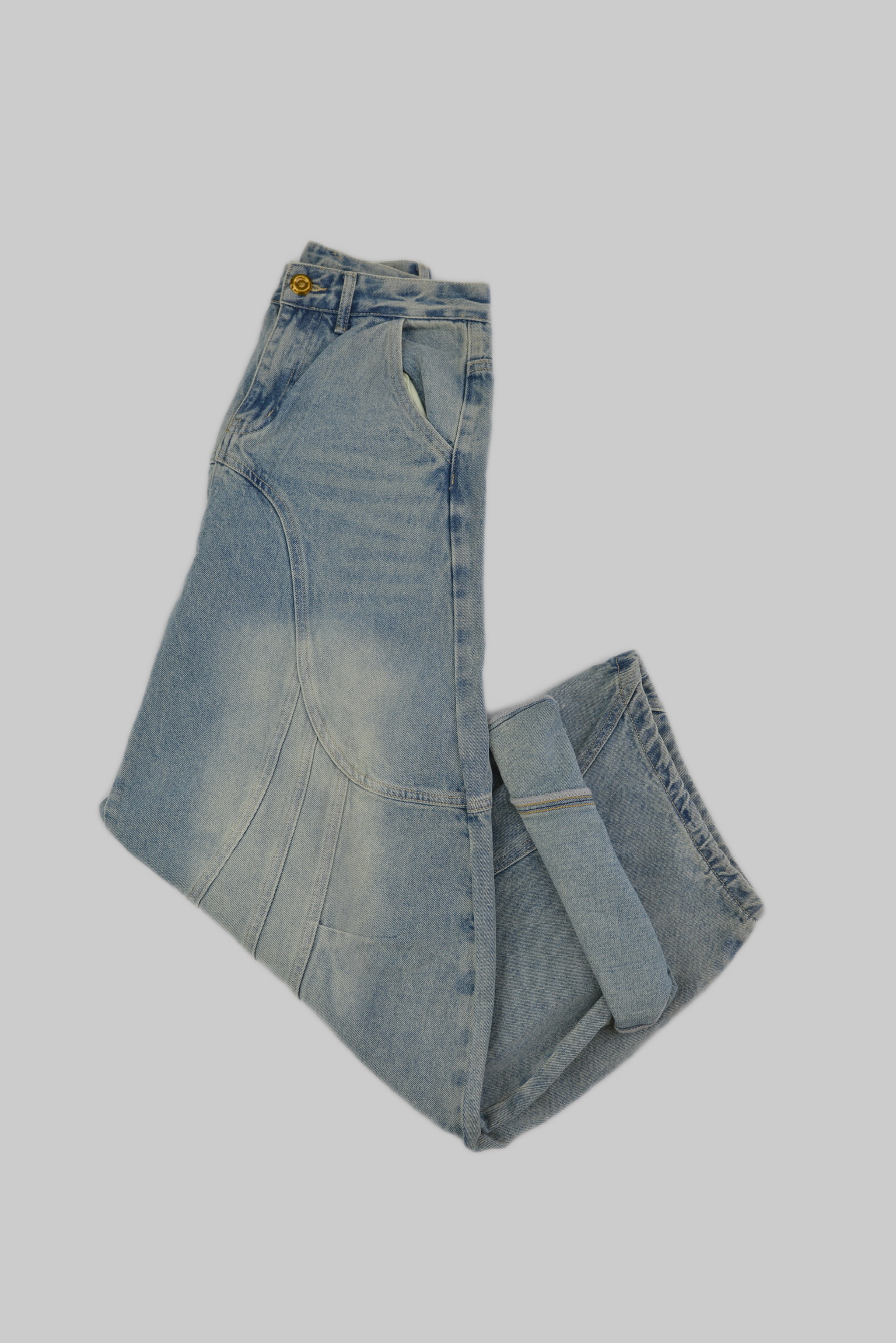 KURORO Vintage Wash Wide Cargo Denim / ヴィンテージウォッシュ ワイドカーゴデニム サイズ: S