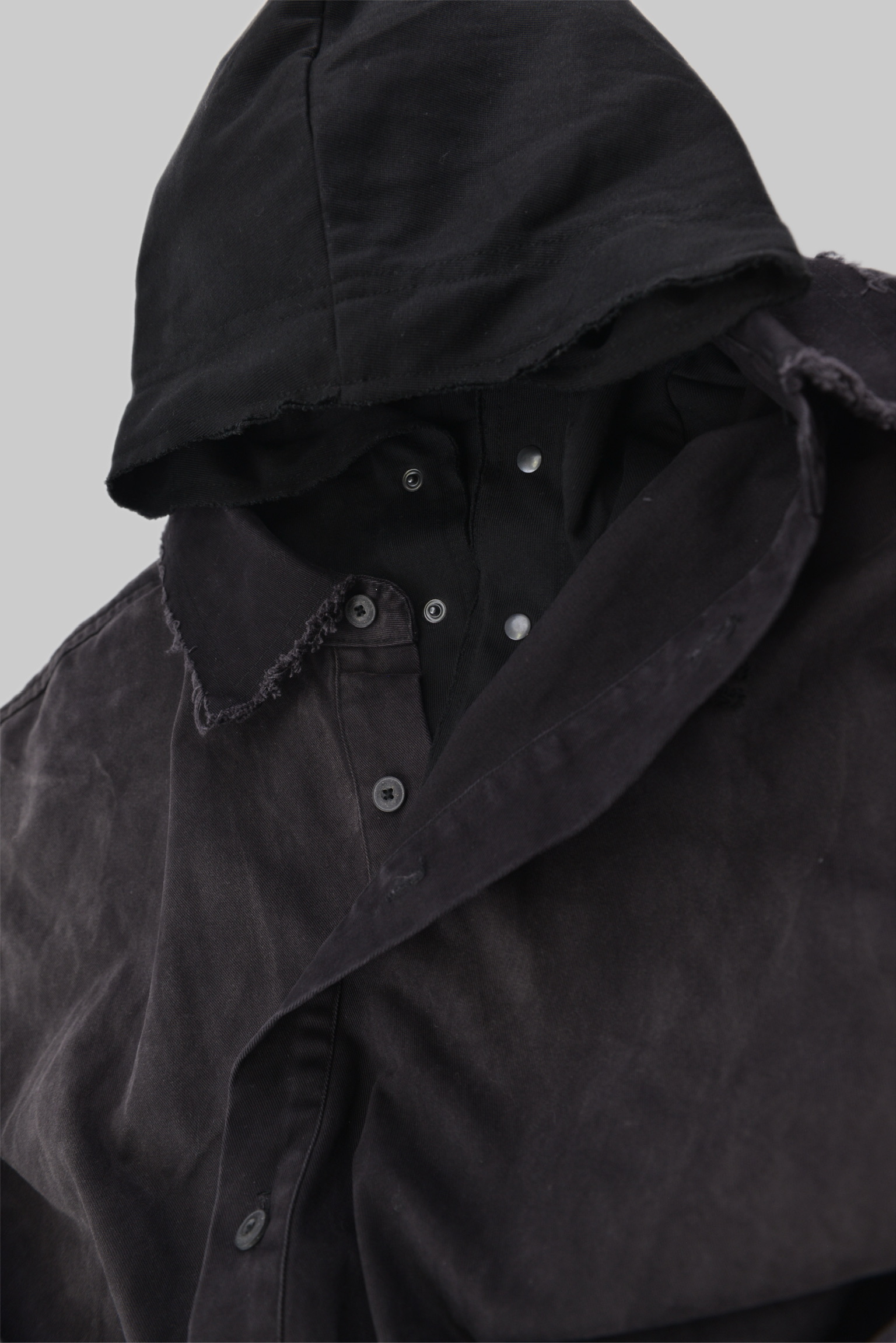 KURORO フェードブラック レイヤードフーディーシャツ サイズ: M