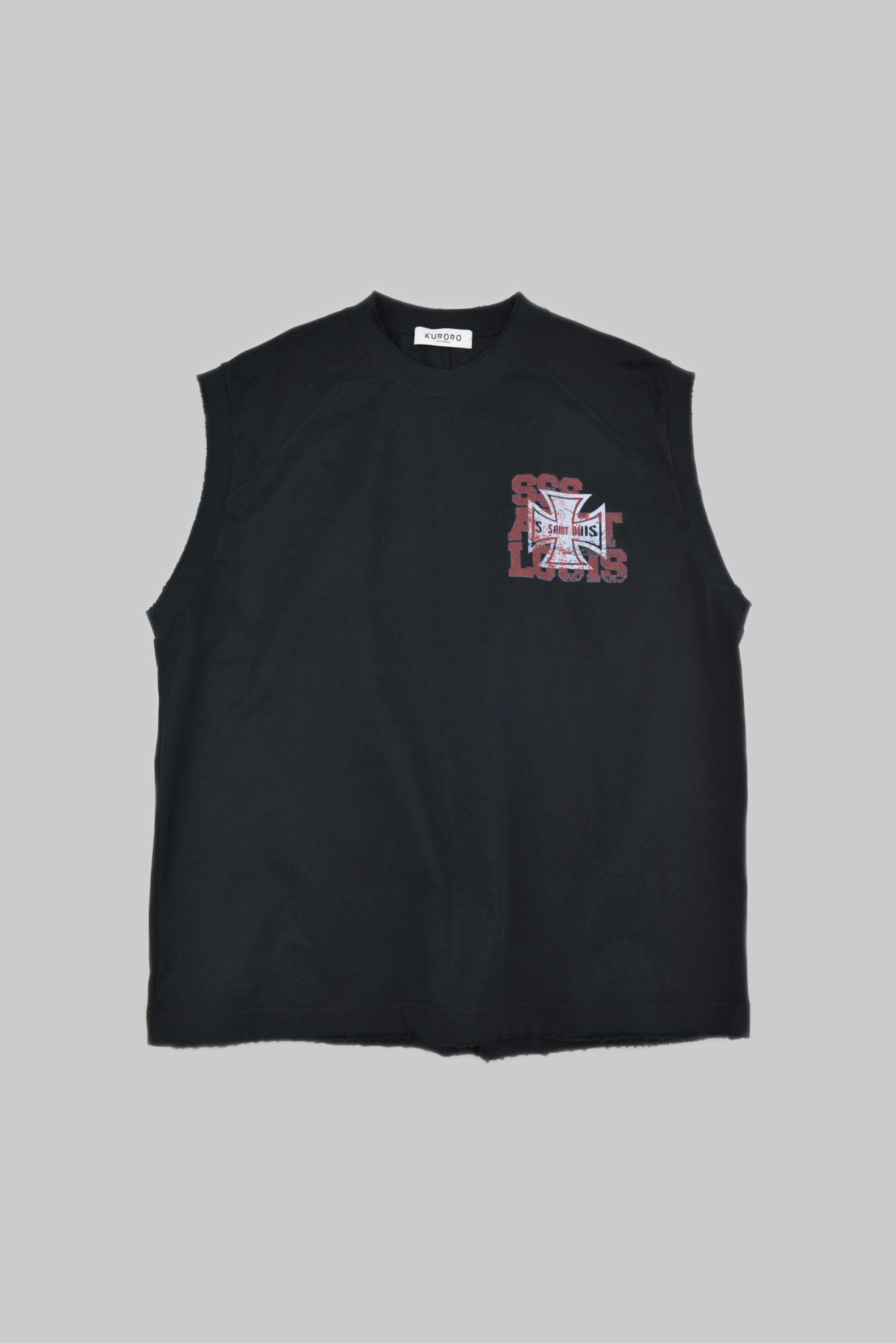 KURORO セイントクロス ヴィンテージグラフィック ノースリーブT　ブラック サイズ: M