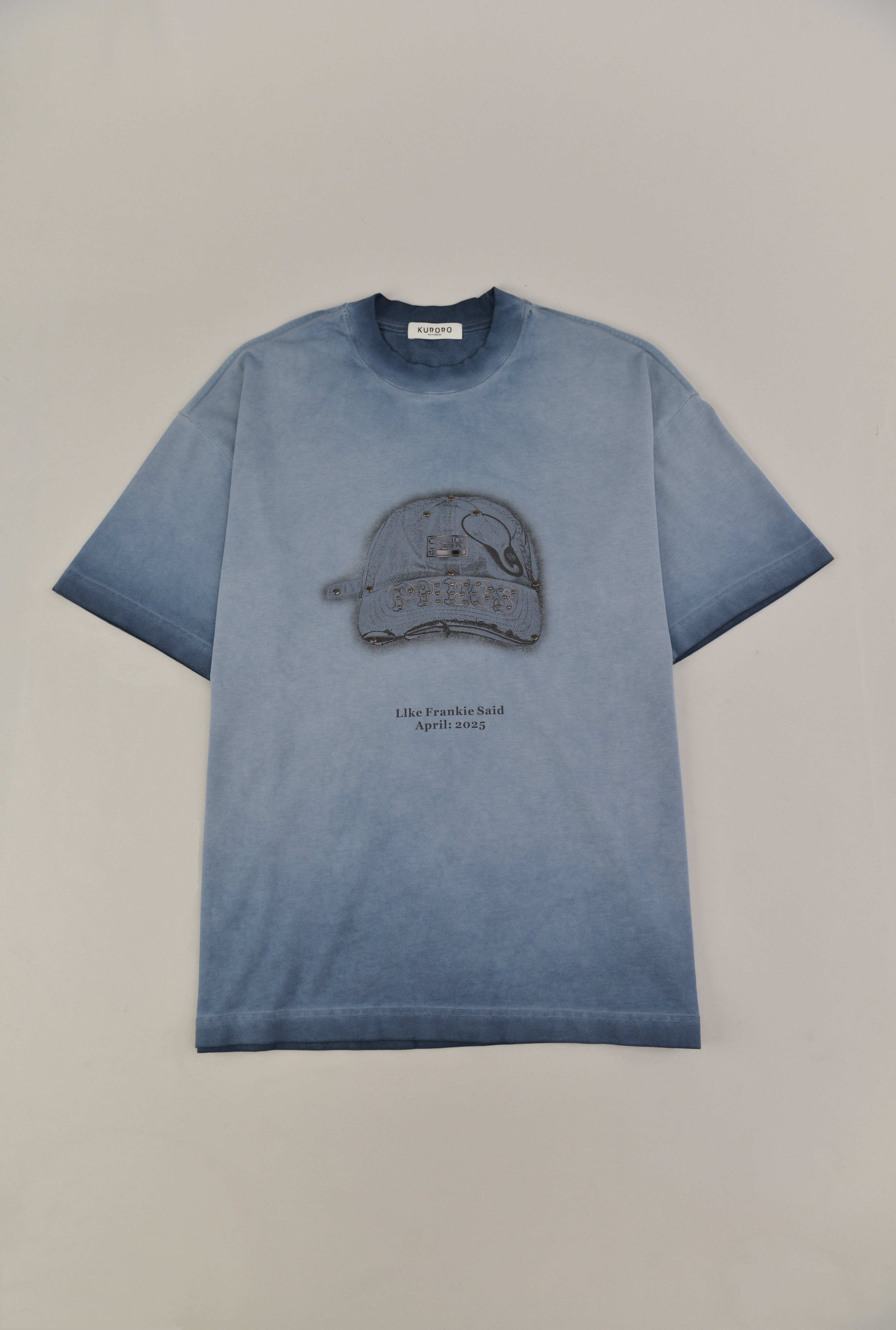 Frankie Said キャップグラフィックTシャツ　フェードブルー