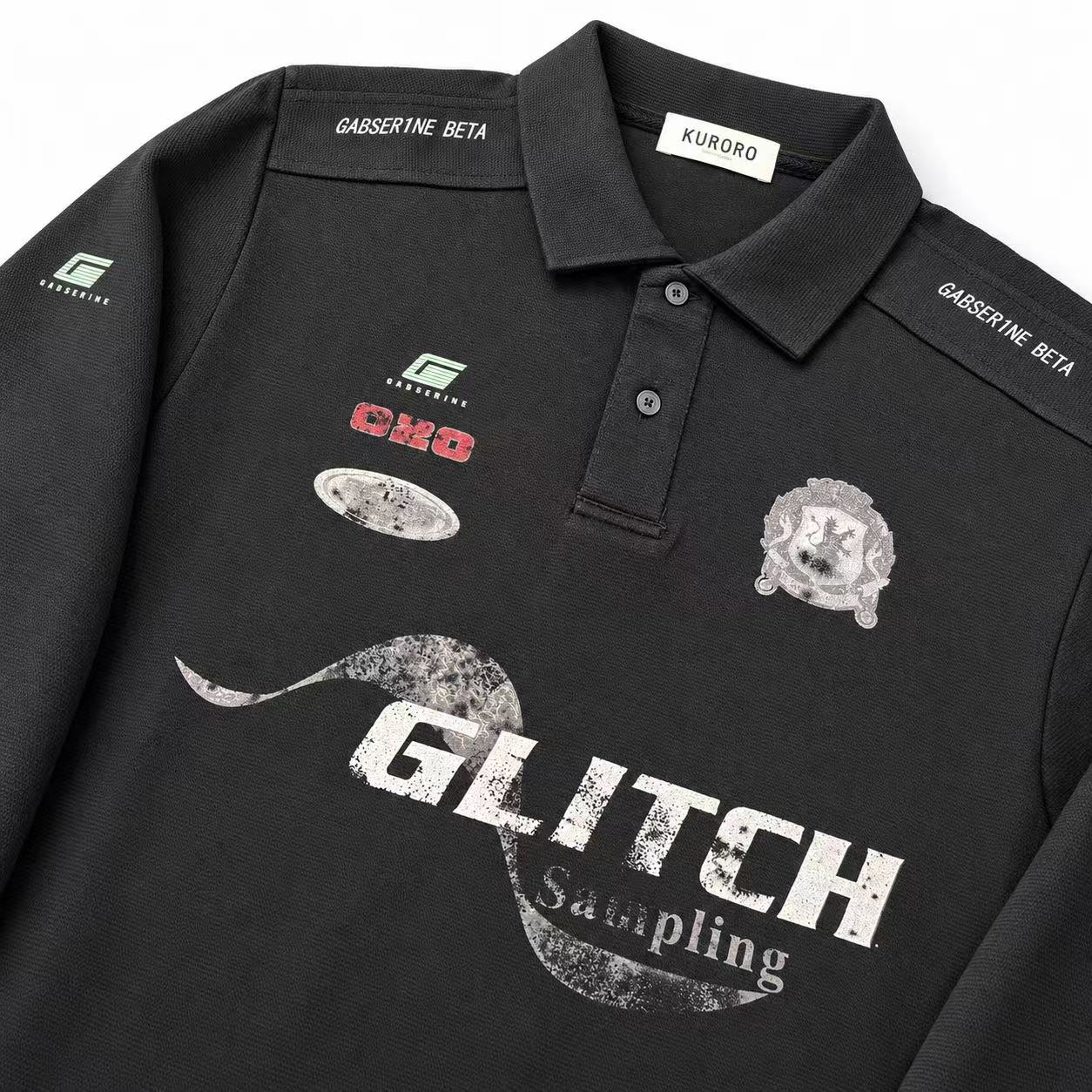 GLITCH ヴィンテージレーシングポロ ブラック サイズ: S