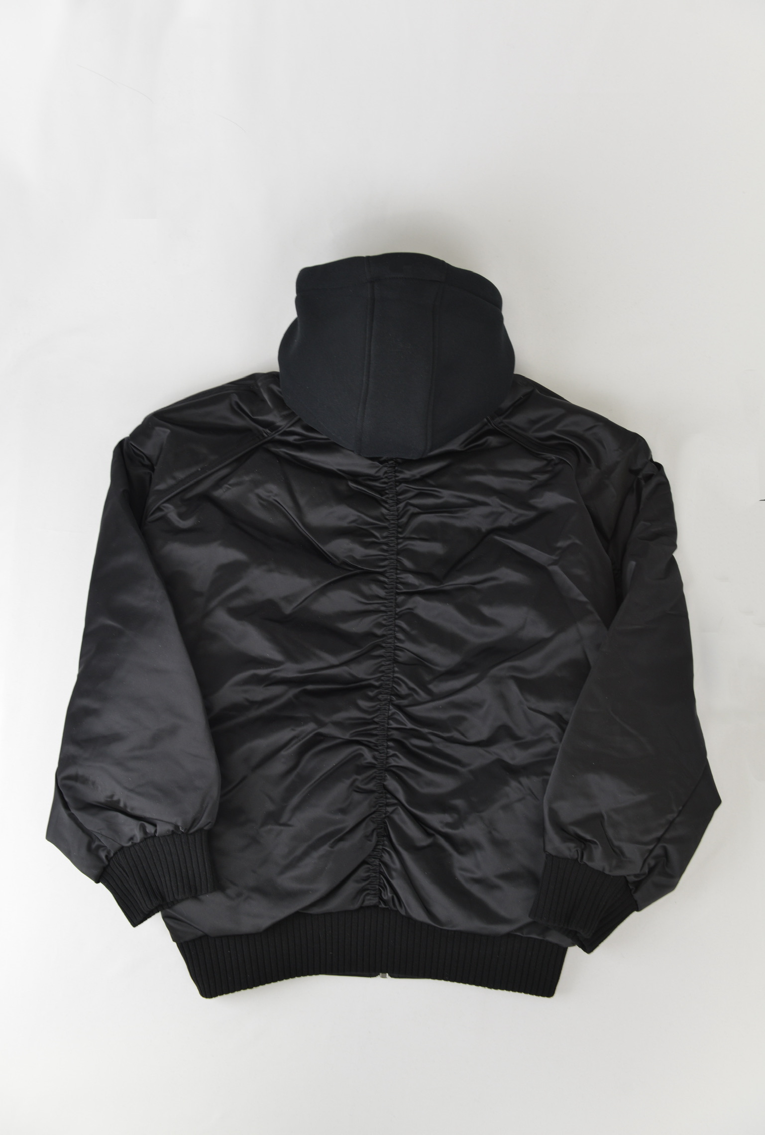 レイヤードフーディ MA-1ジャケット　BLACK × BLACK HOOD サイズ: 2XL