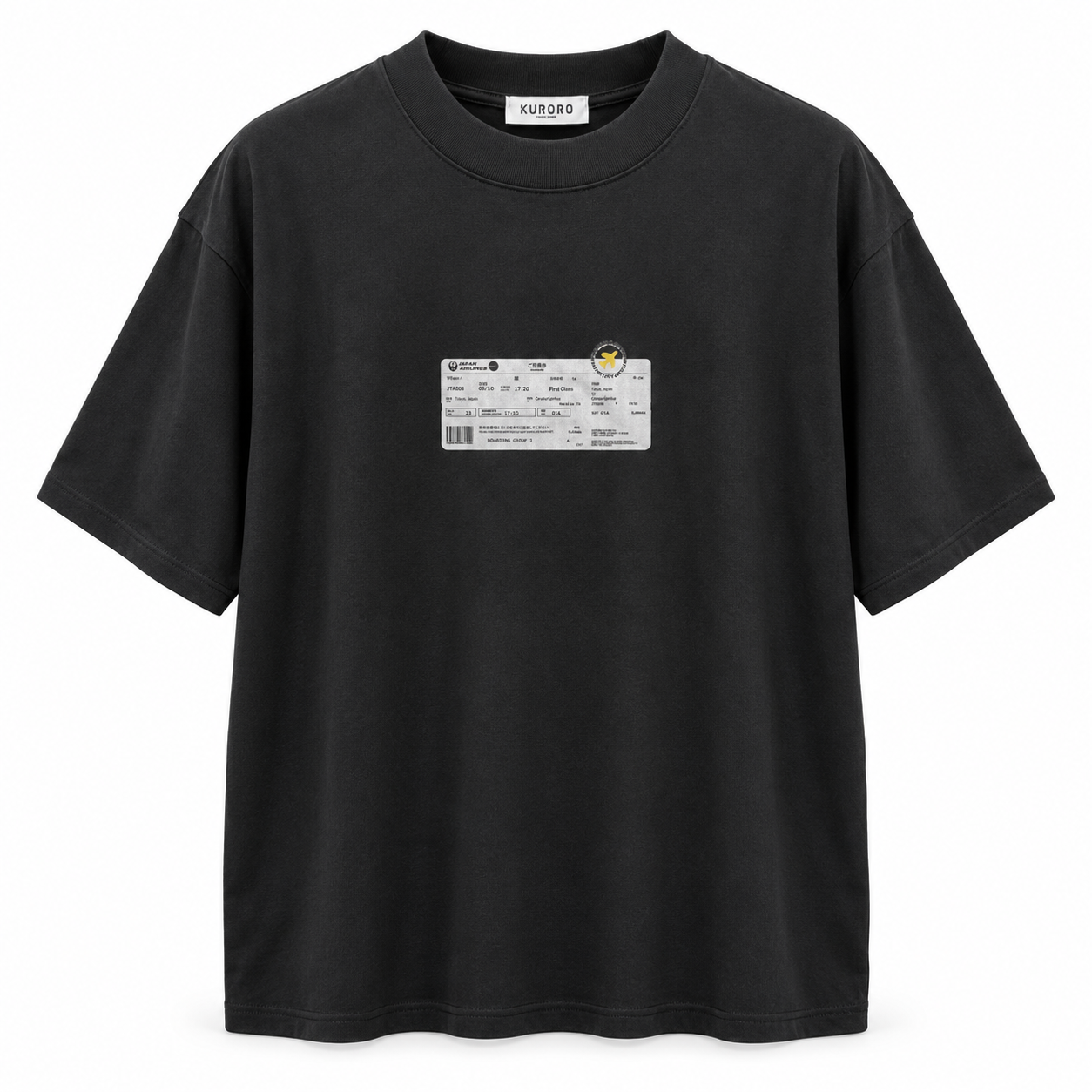 ボーディングパス オーバーサイズTシャツ　ブラック サイズ: S
