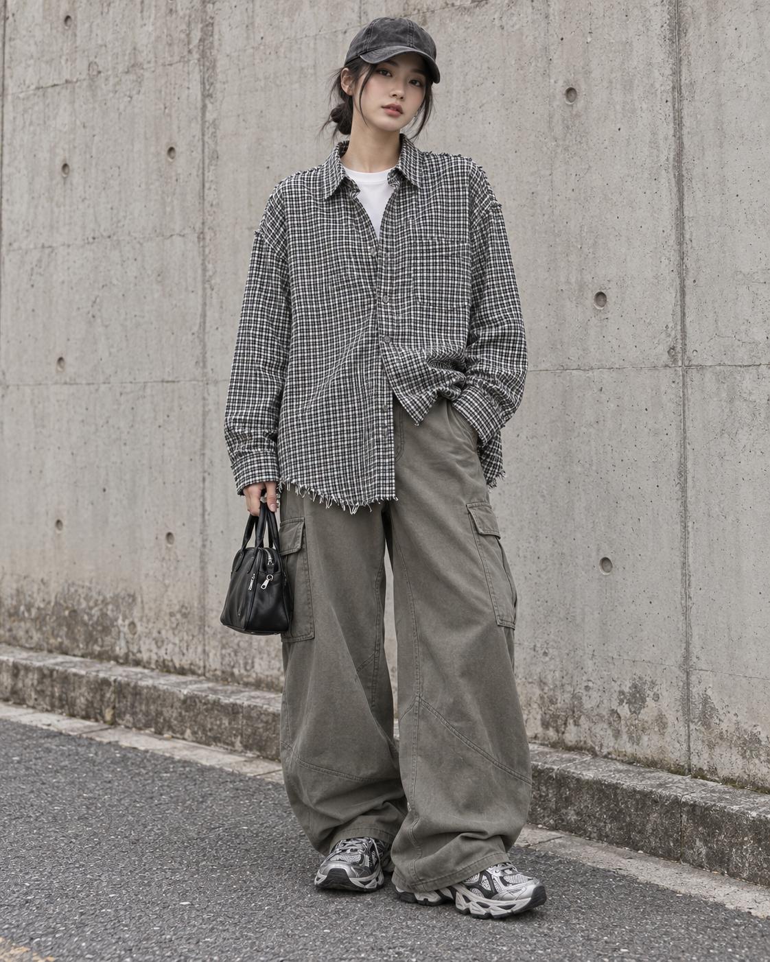 フレイドチェック オーバーサイズシャツ サイズ: M