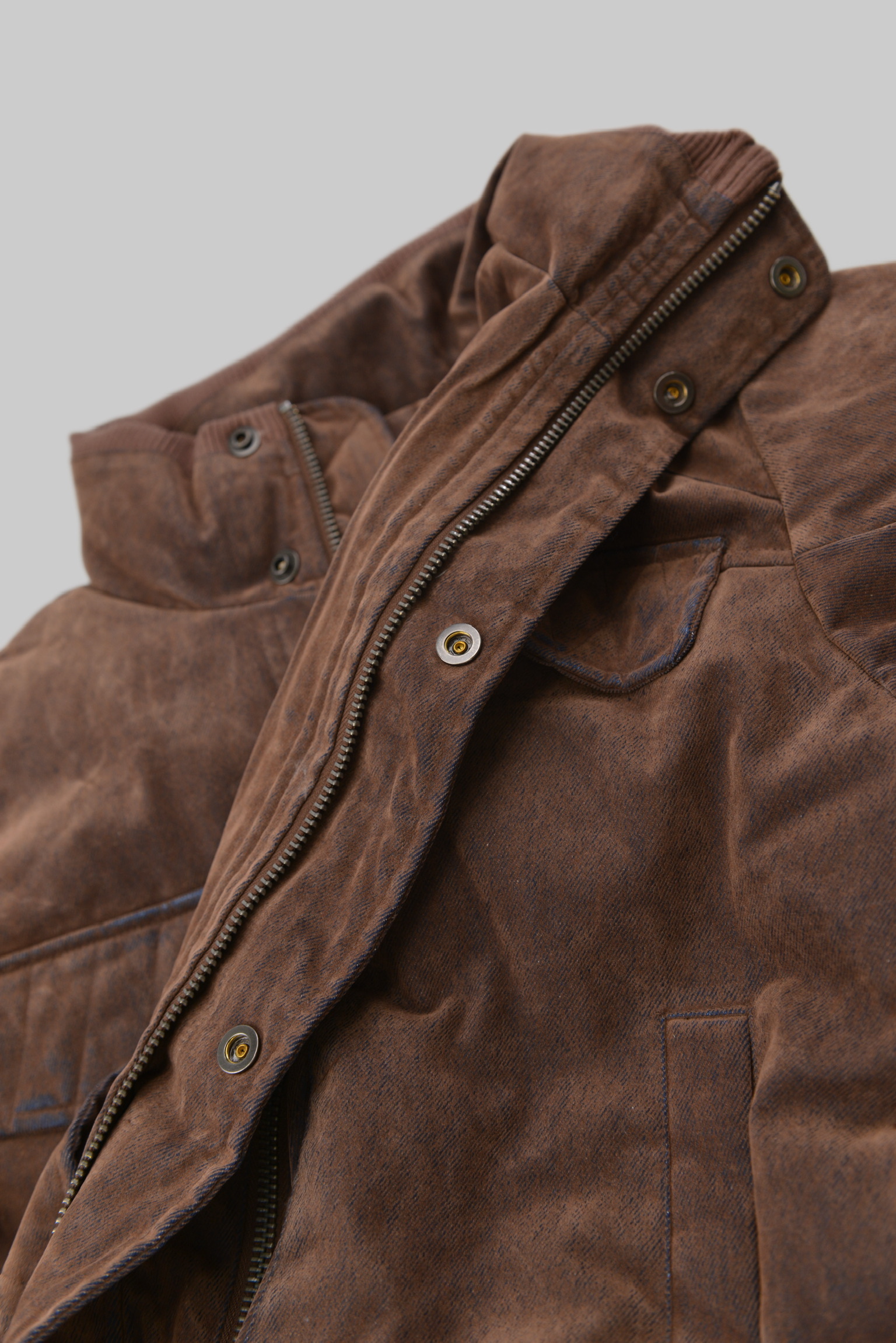 KURORO Vintage Wash Denim Flight Jacket / ヴィンテージウォッシュ デニムフライトジャケット　ウォッシュブラウン サイズ: M