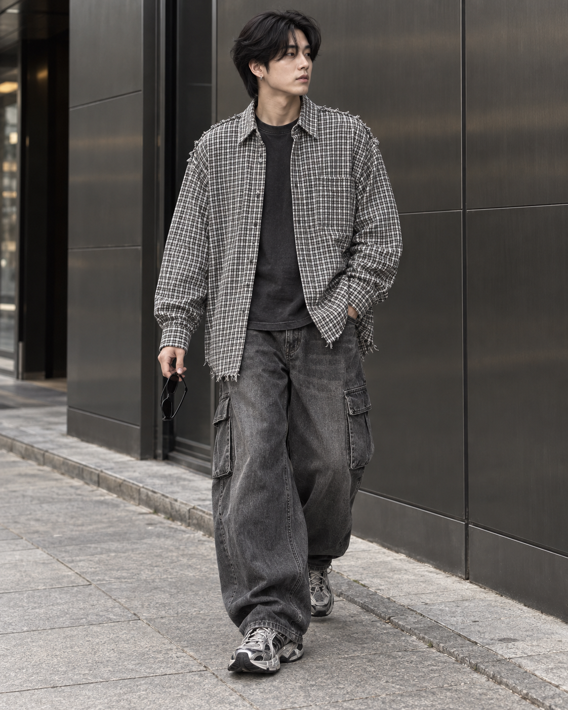 フレイドチェック オーバーサイズシャツ サイズ: M