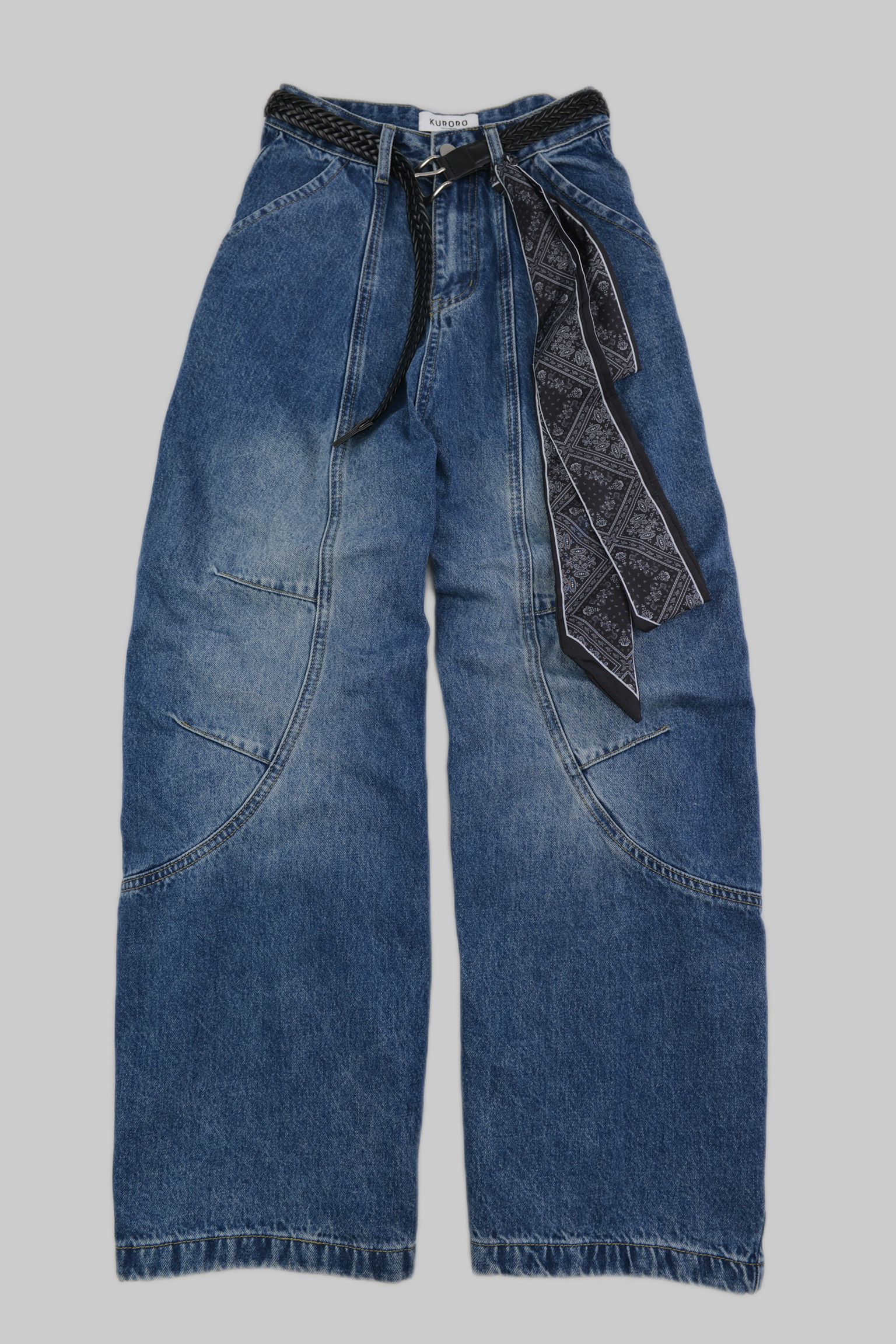 ハイウエスト ワイドバギーデニム レディース