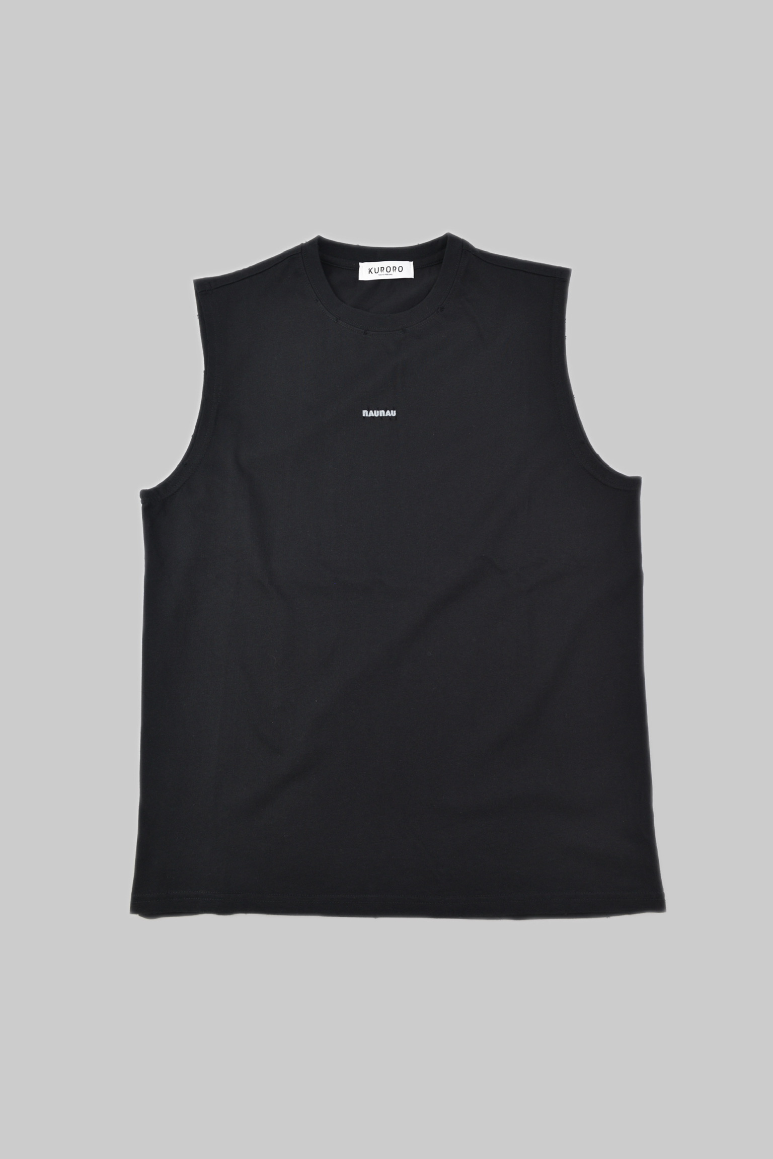 NAUNAU エアブラッシュ バックロゴ ノースリーブタンク　    BLACK サイズ: S