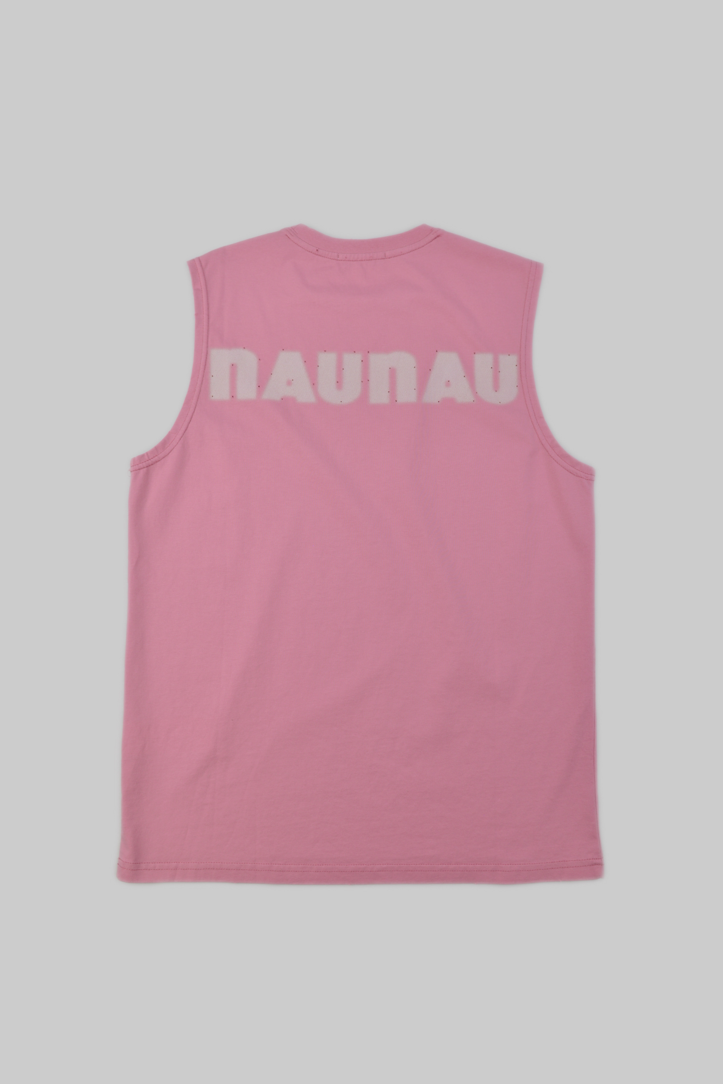 NAUNAU エアブラッシュ バックロゴ ノースリーブタンク　    PINK サイズ: S