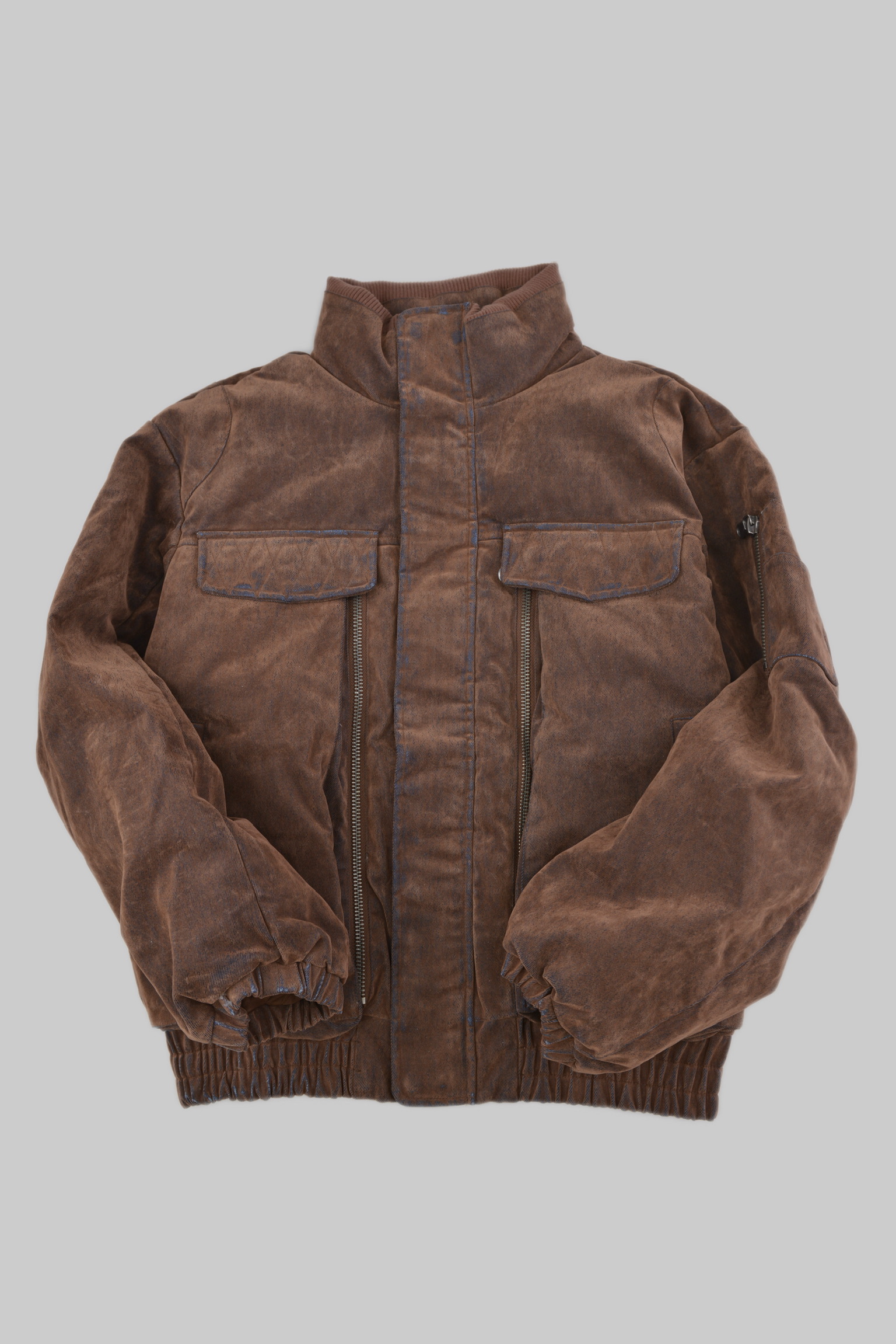 KURORO Vintage Wash Denim Flight Jacket / ヴィンテージウォッシュ デニムフライトジャケット　ウォッシュブラウン サイズ: M