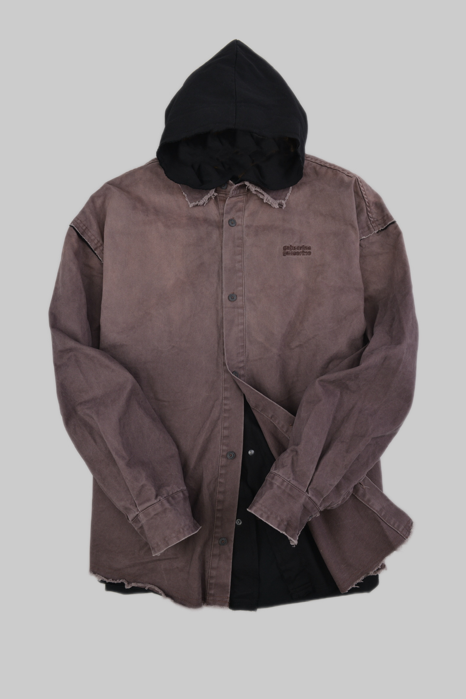 KURORO フェードブラック レイヤードフーディーシャツ　ピンク サイズ: M