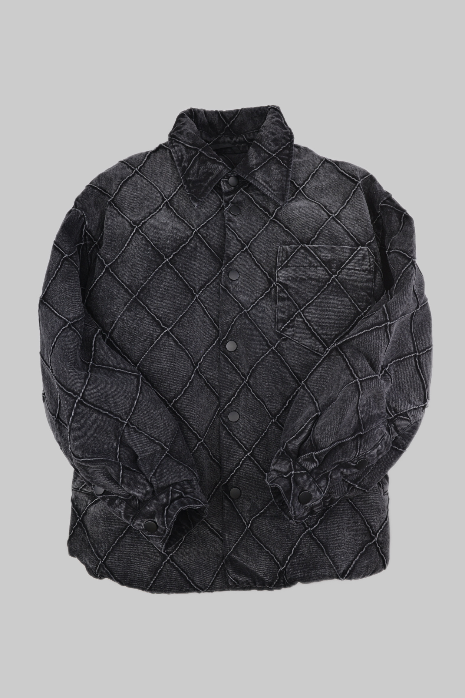 KURORO Quilted Denim Down Shirt Jacket（キルティングデニムダウンシャツジャケット）Vintage Black（ヴィンテージブラック） サイズ: M