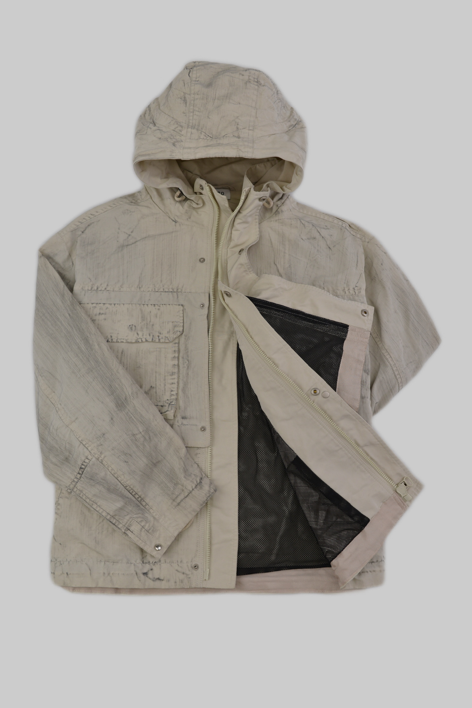 ウォッシュドライトグレーパーカジャケット サイズ: M