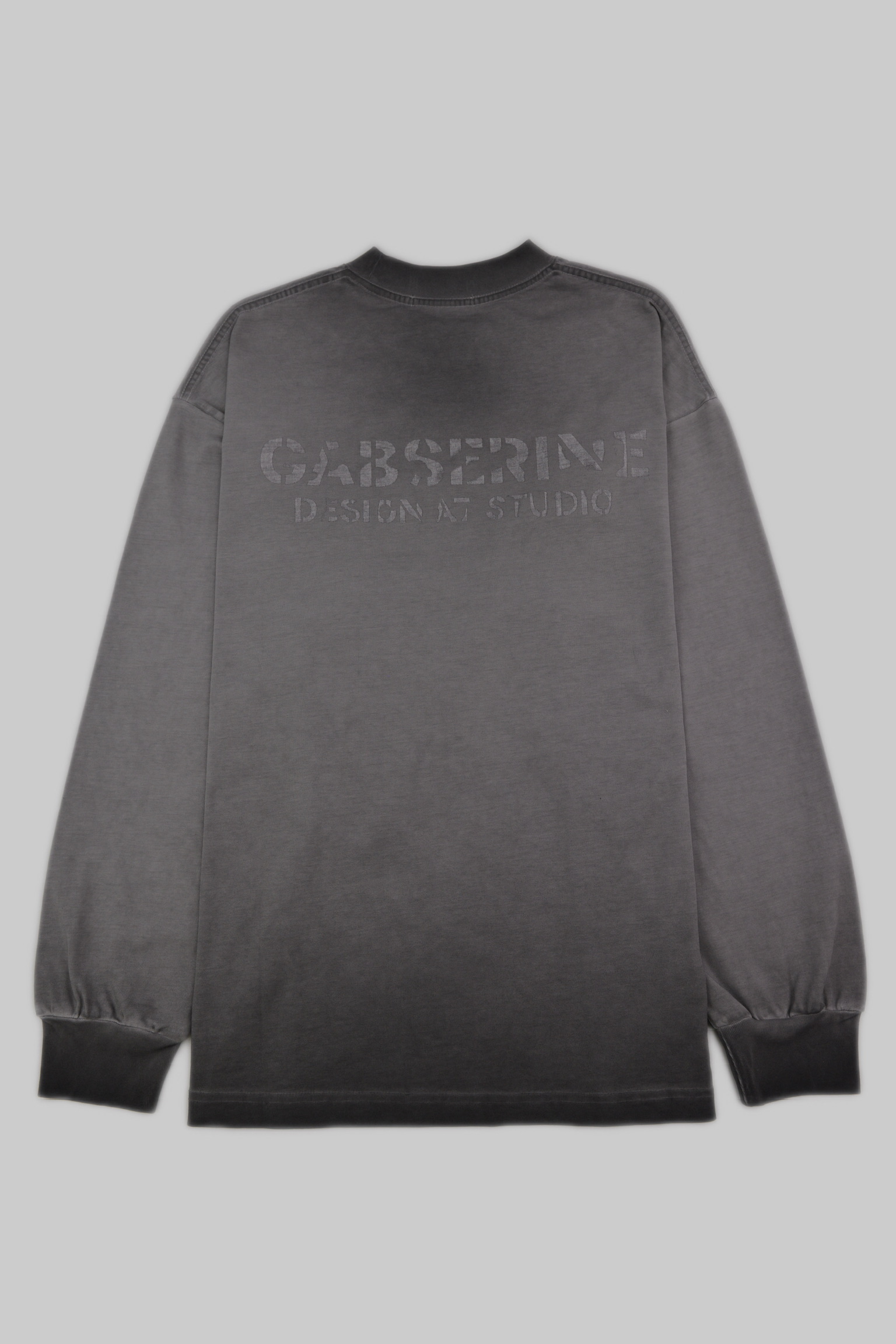 チャコールグレー グラデーションロゴ ロングスリーブTシャツ / Charcoal Gray Gradient Logo Long Sleeve Tee サイズ: M