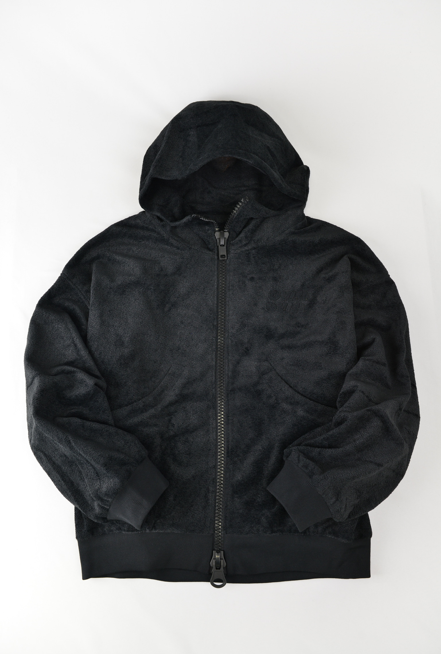 フリースジップアップブルゾン　ブラック