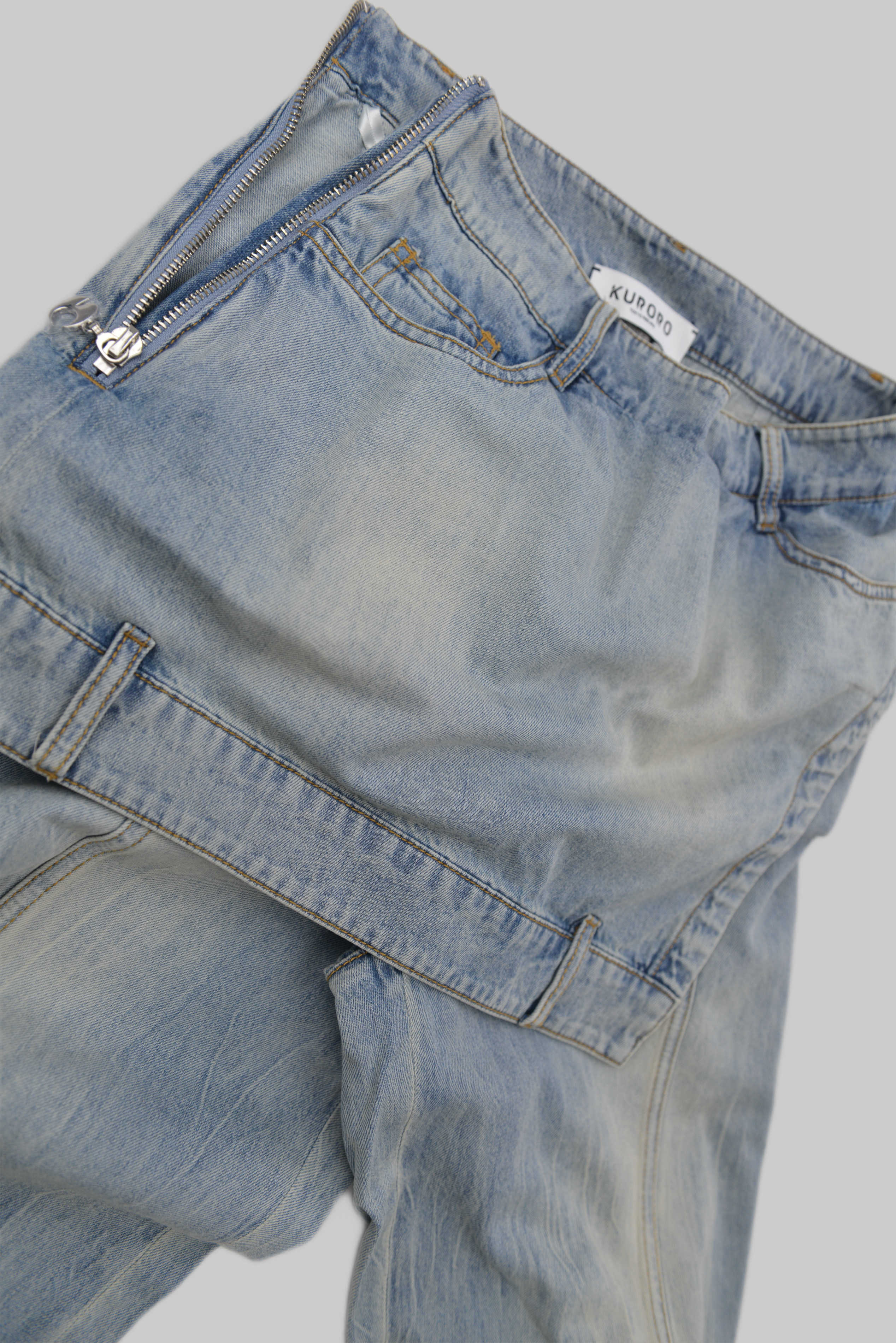 KURORO レディース レイヤードラップ ワイドデニムパンツ サイズ: S