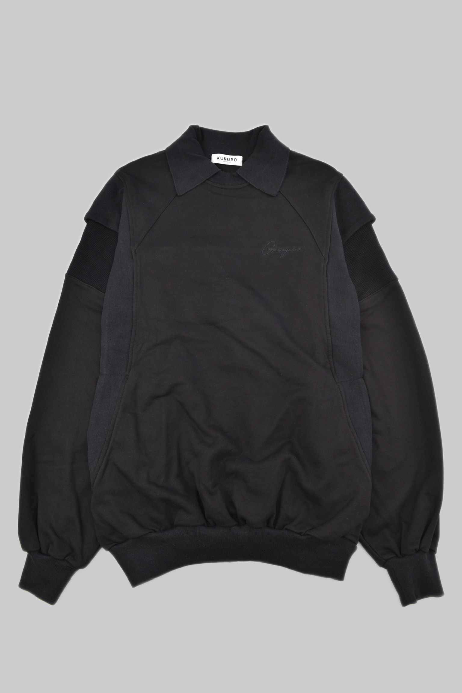 KURORO Layered Collar Sweat Pullover（レイヤードカラースウェットプルオーバー）ブラック