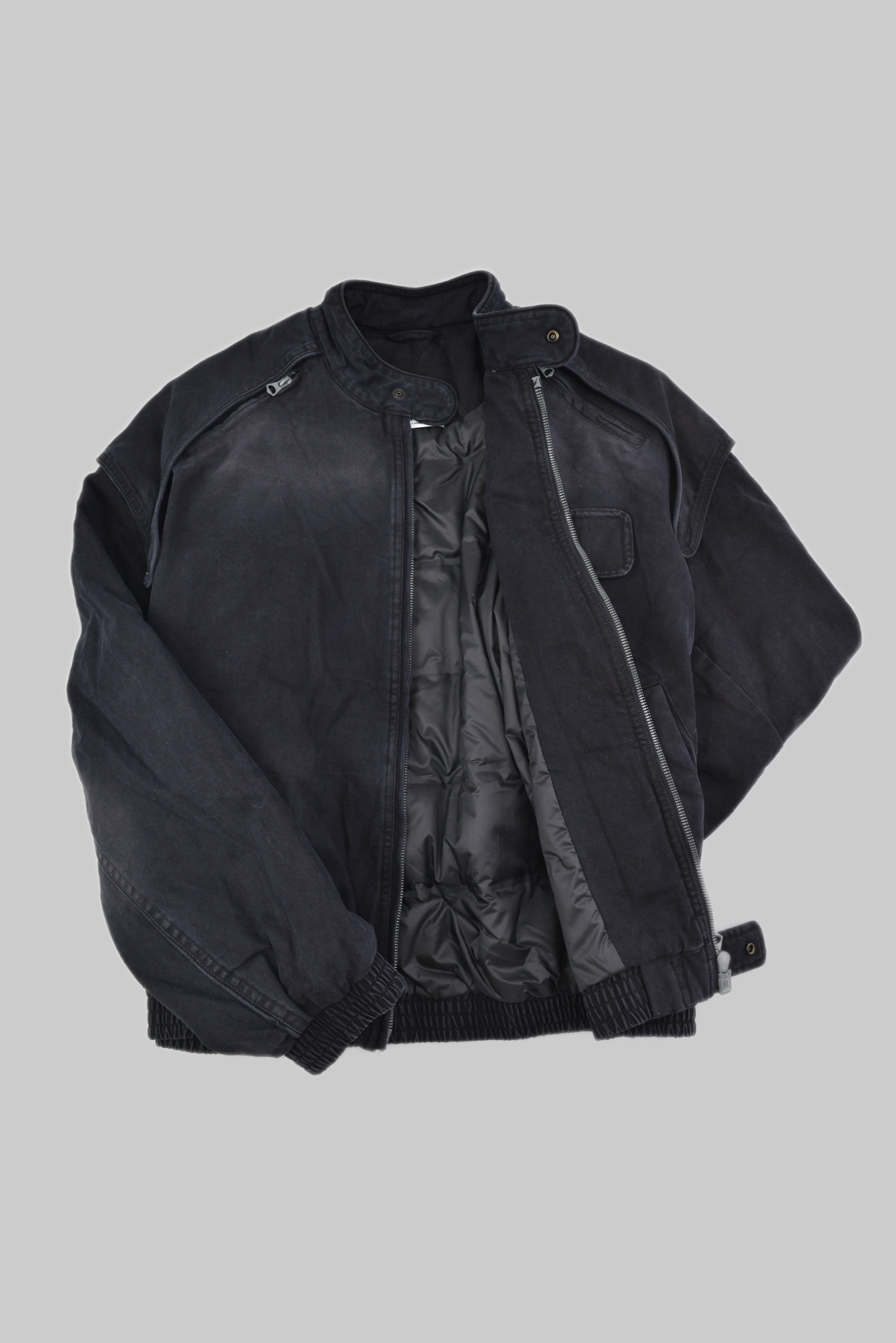 フェードブラック キルティングボンバージャケット サイズ: M