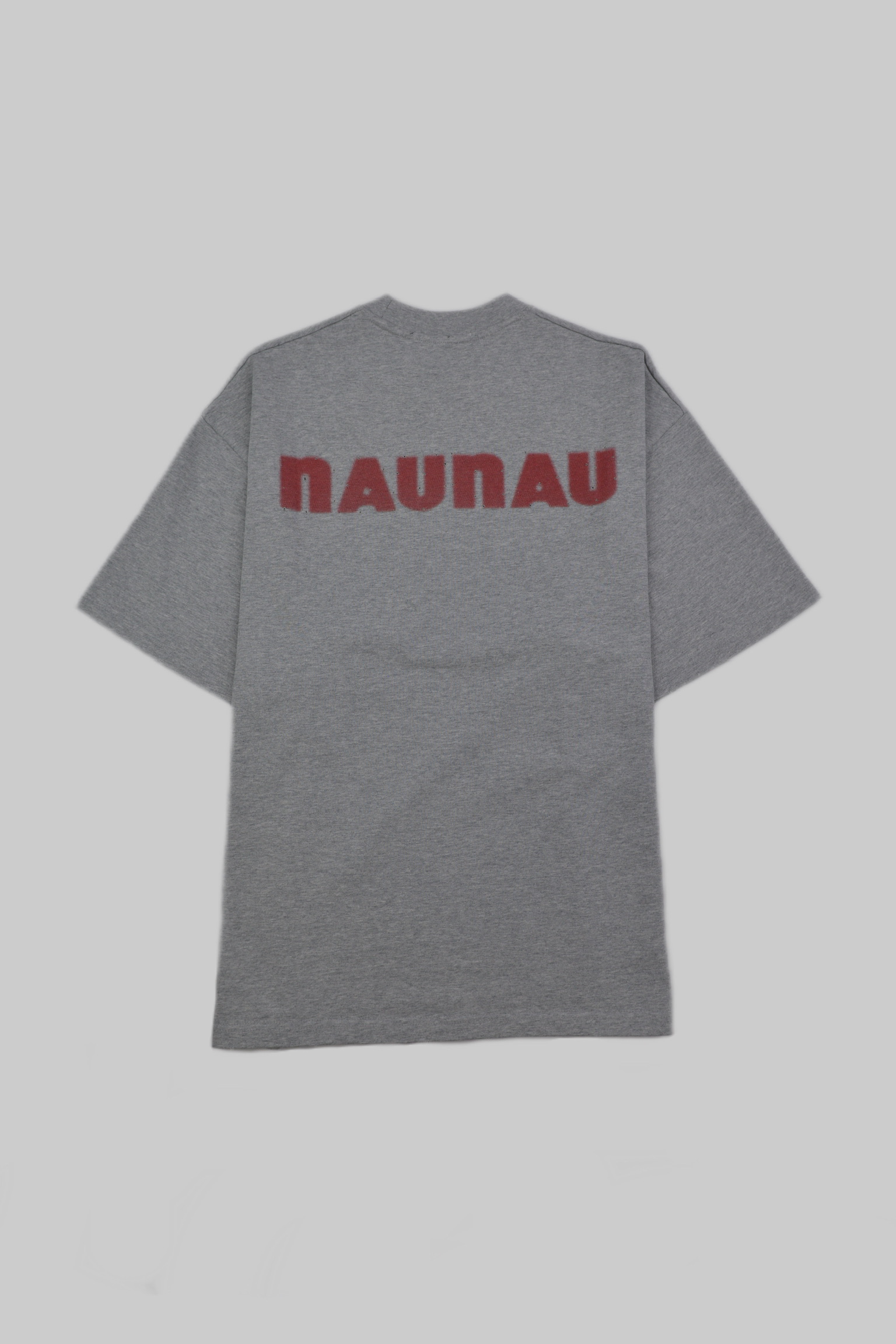 NAUNAU フロッキーロゴオーバーサイズTシャツ　    ダストグレー  サイズ: S