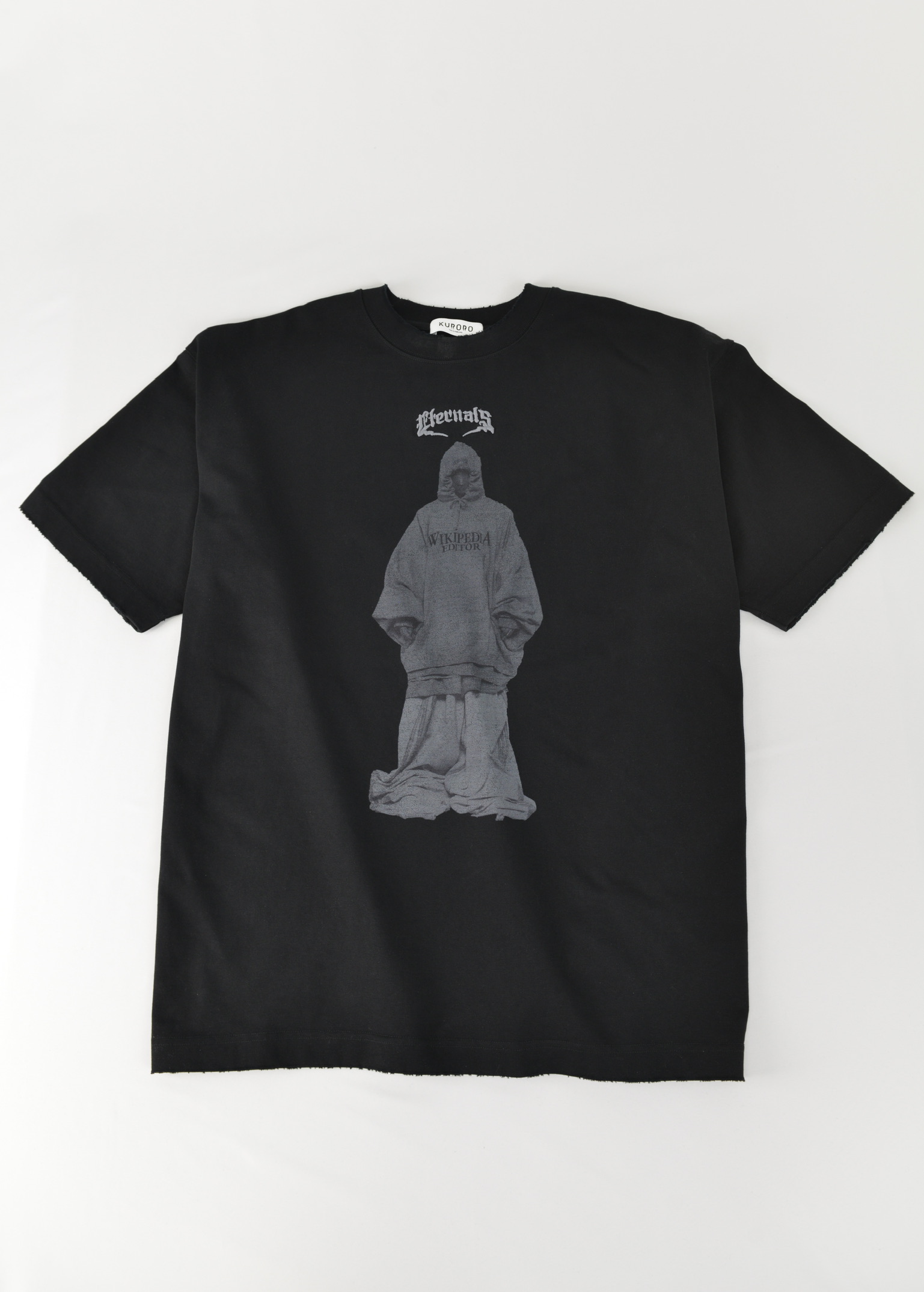 刺繍プリントTシャツ　ブラック