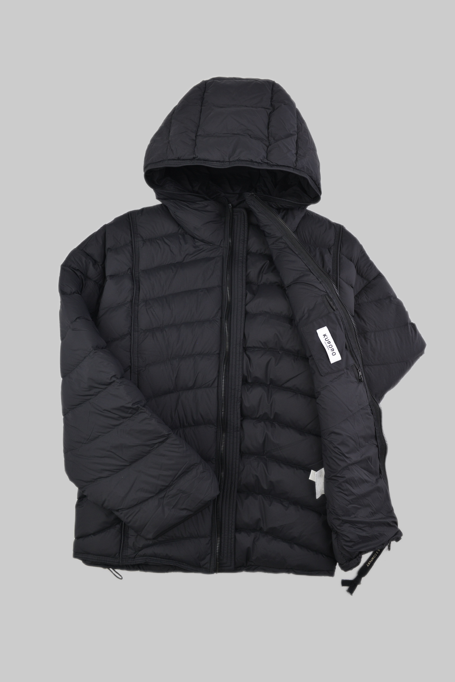 エッセンシャル フード ダウンジャケット 　KURORO Essential Hood Down Jacket Jet Black サイズ: M
