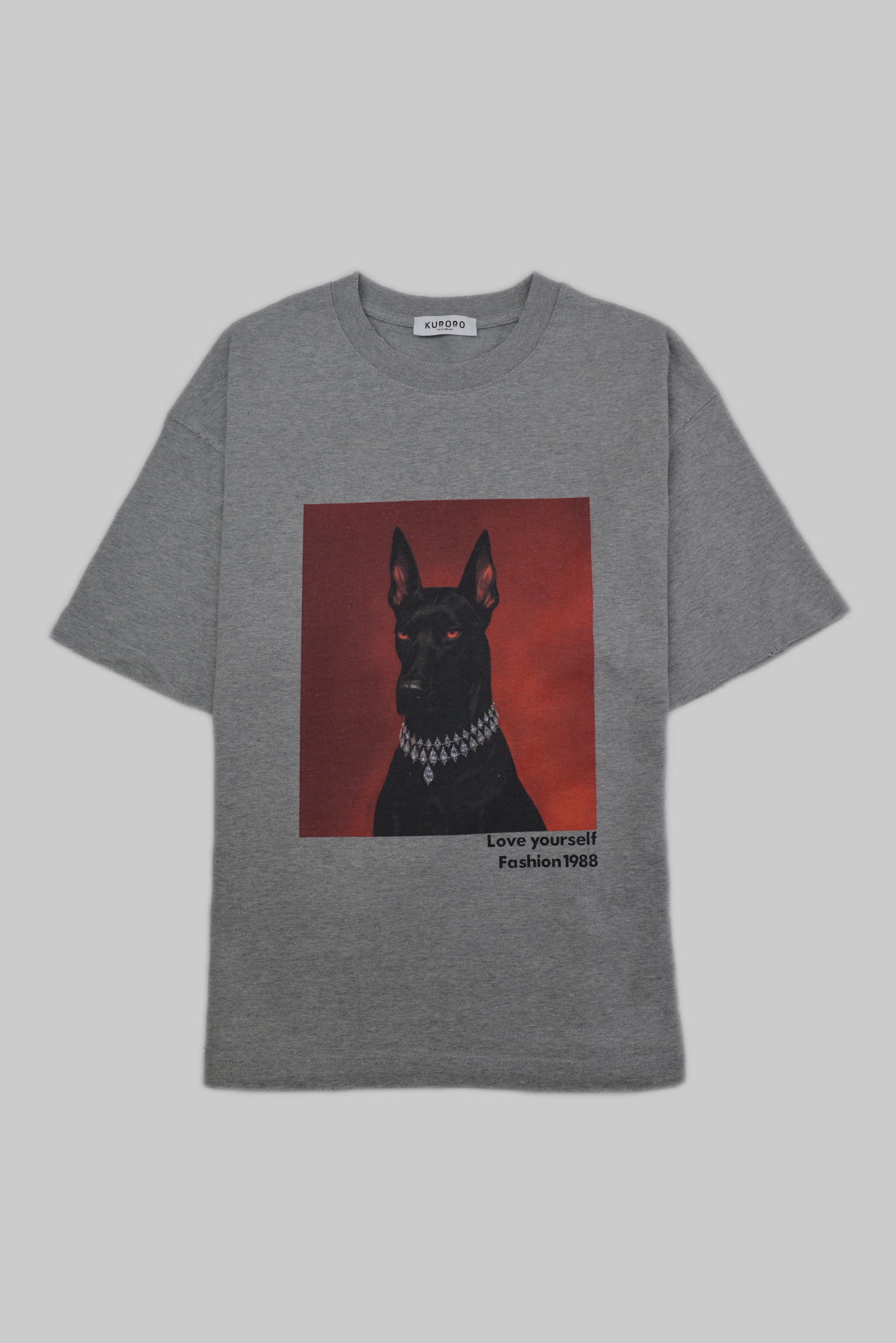 ドーベルマンフォトグラフィックTシャツ　グレー