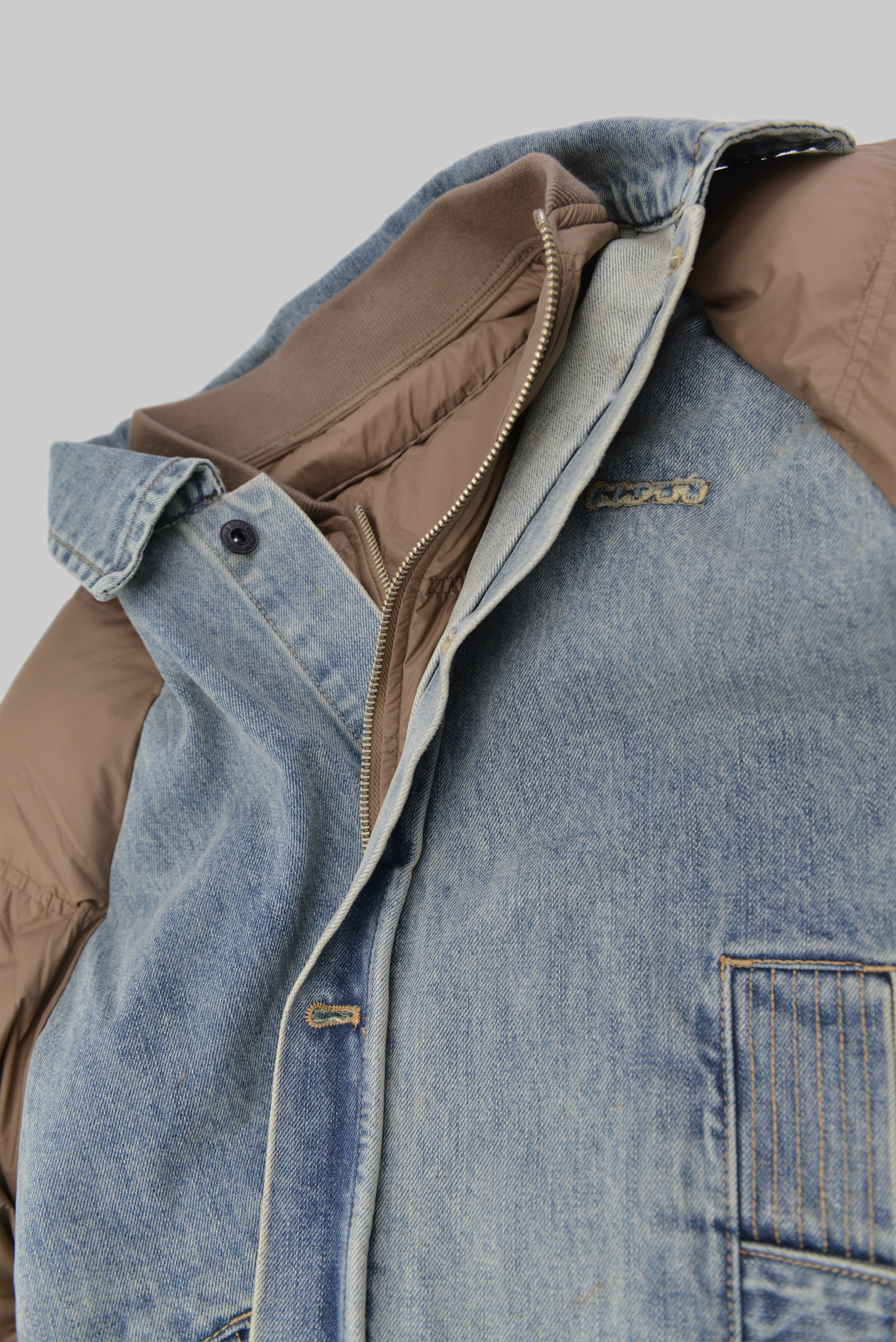 KURORO HYBRID DENIM DOWN JACKET – INDIGO BROWN ハイブリッド デニムダウンジャケット / インディゴブラウン サイズ: M