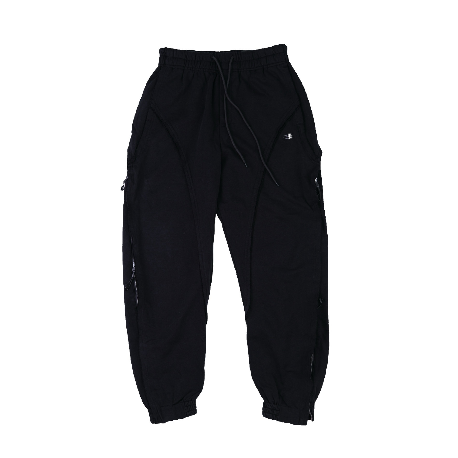 ジッパーワイドシミターパンツ　ブラック