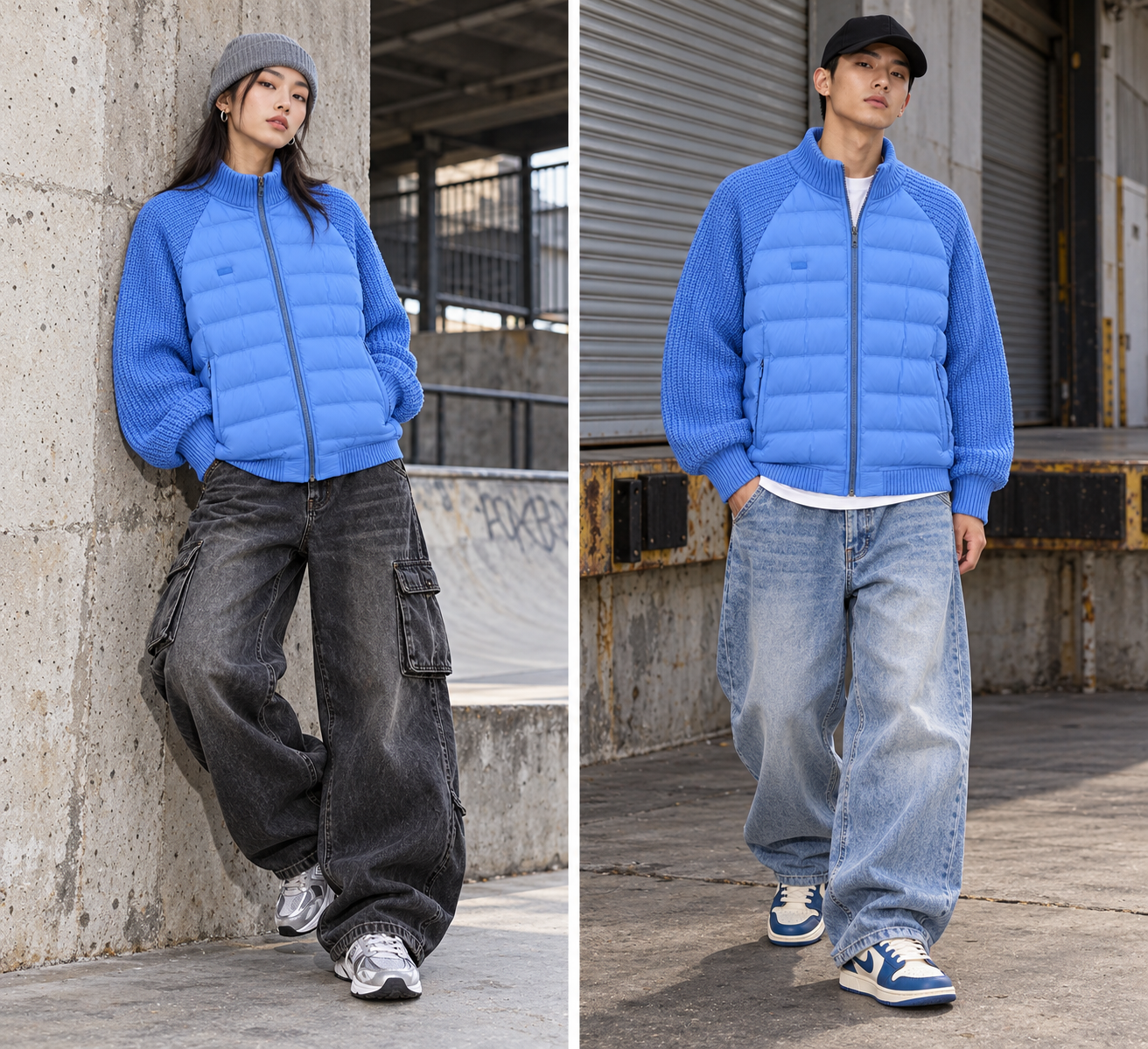KURORO フューズ ニットダウンブルゾン コーンフラワーブルー サイズ: M