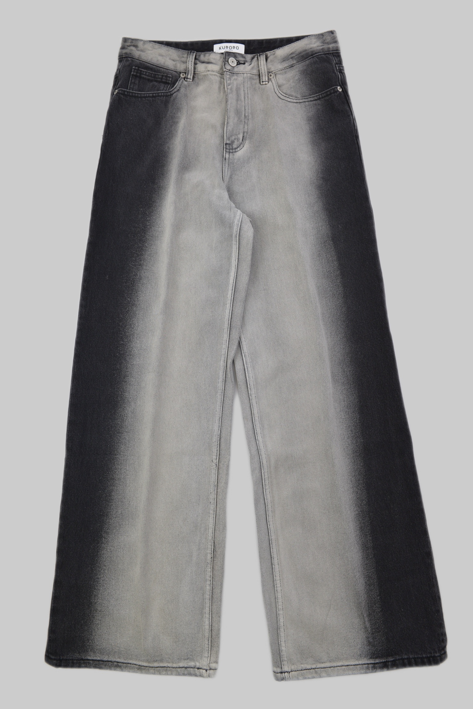 KURORO グラデーションフェード ワイドデニムパンツ