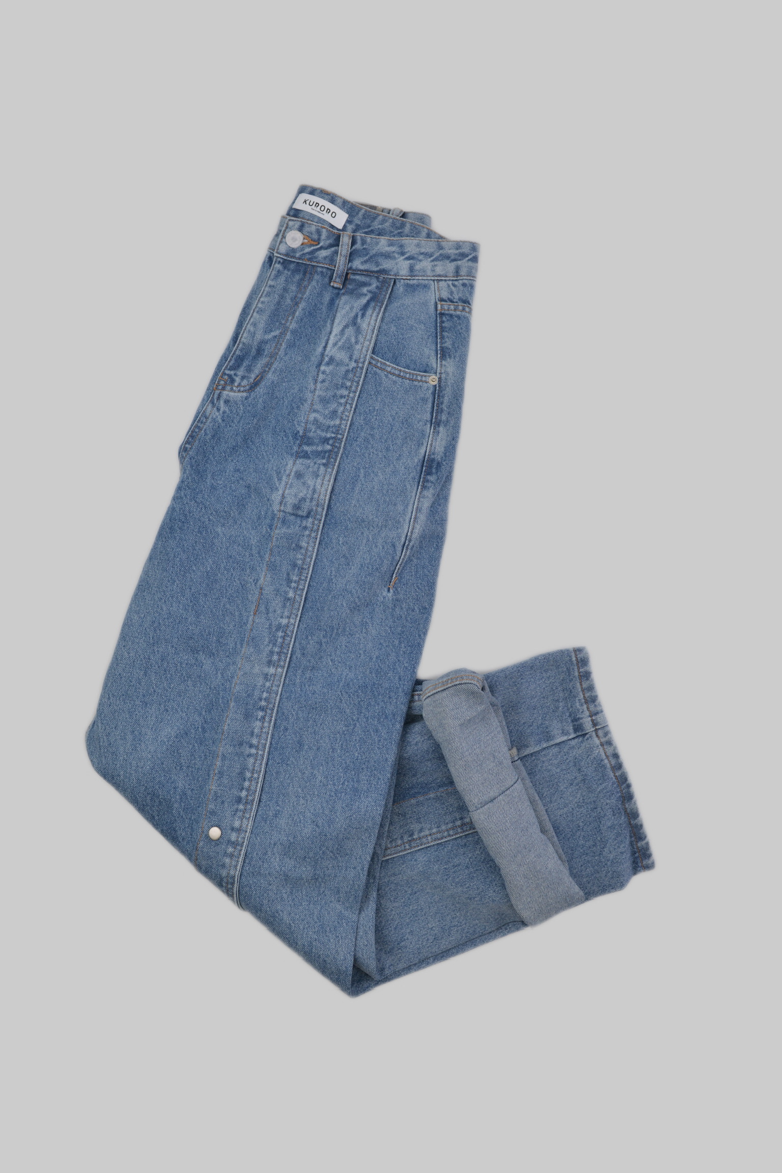 フロントシーム スナップワイドデニムパンツ サイズ: S