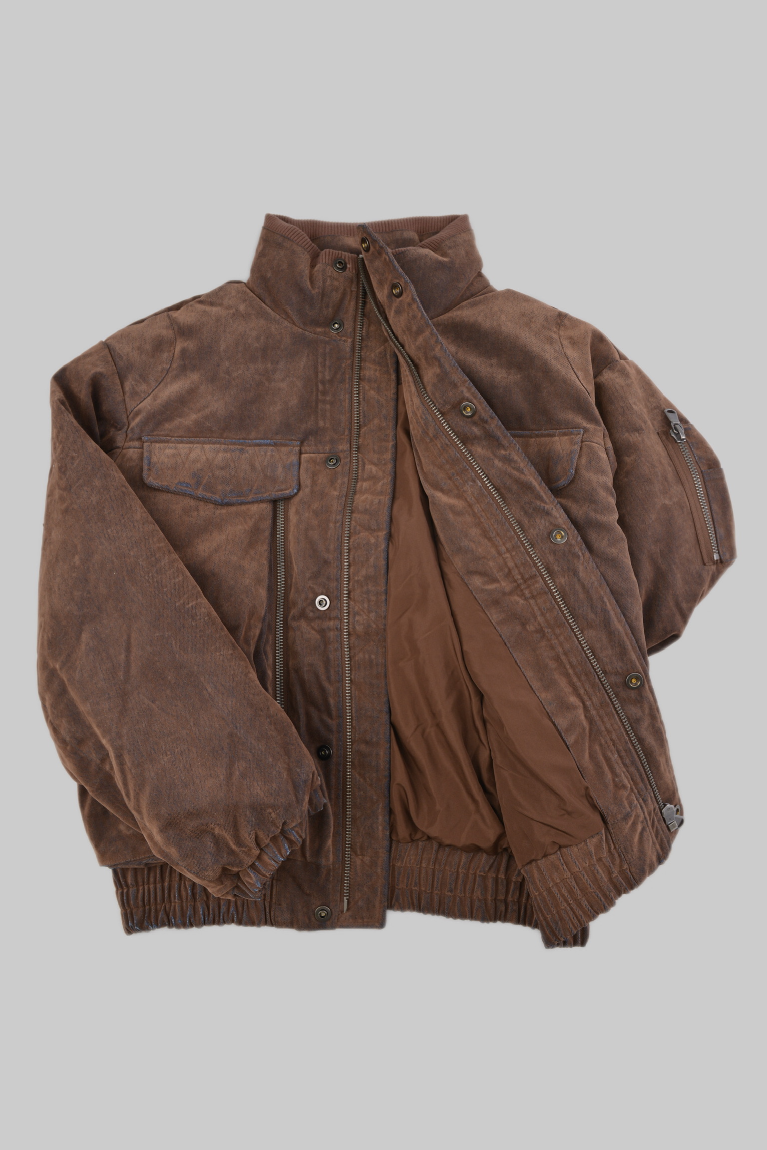 KURORO Vintage Wash Denim Flight Jacket / ヴィンテージウォッシュ デニムフライトジャケット　ウォッシュブラウン サイズ: M