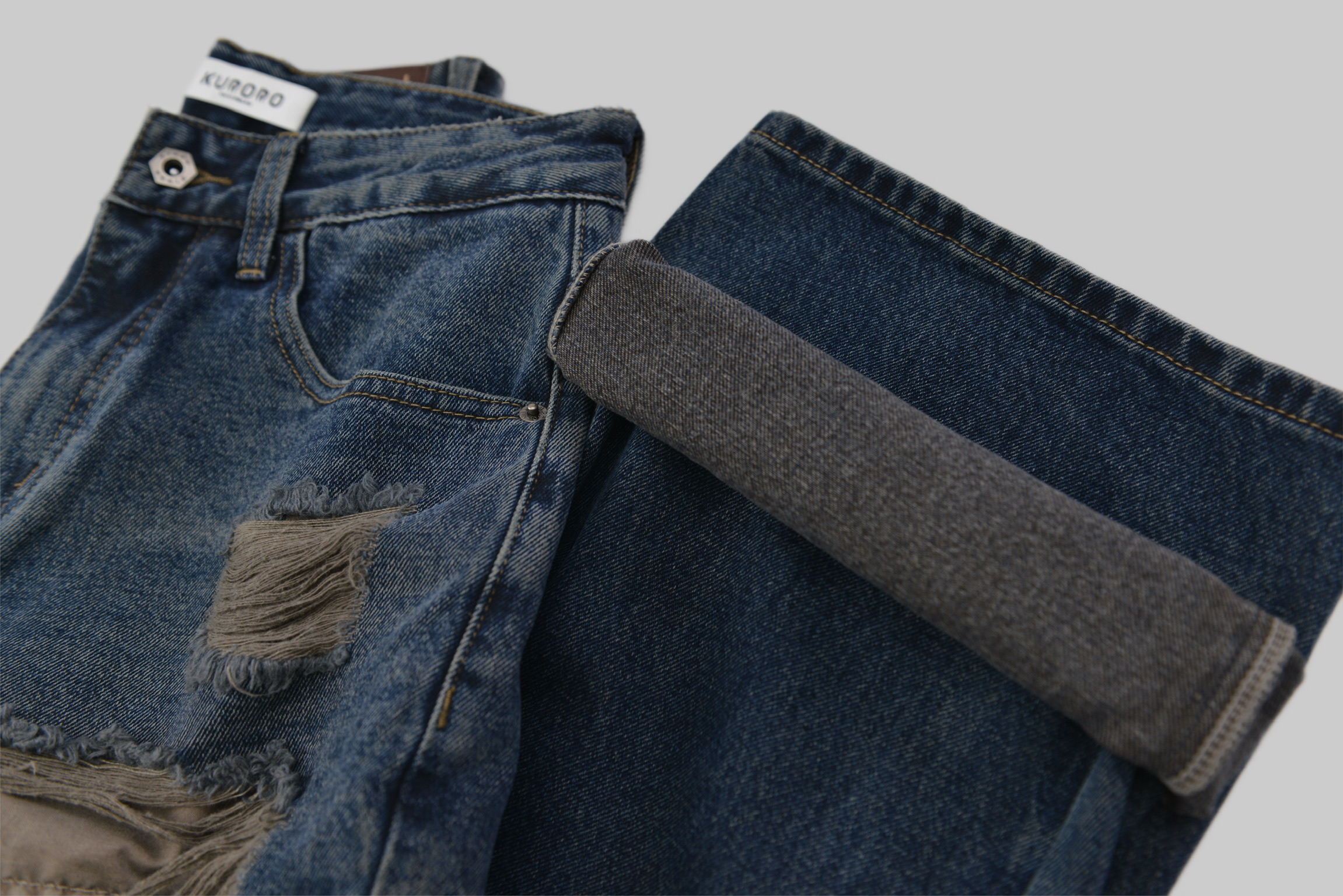 Destroyed Layered Denim Pants / デストロイレイヤードデニムパンツ サイズ: S