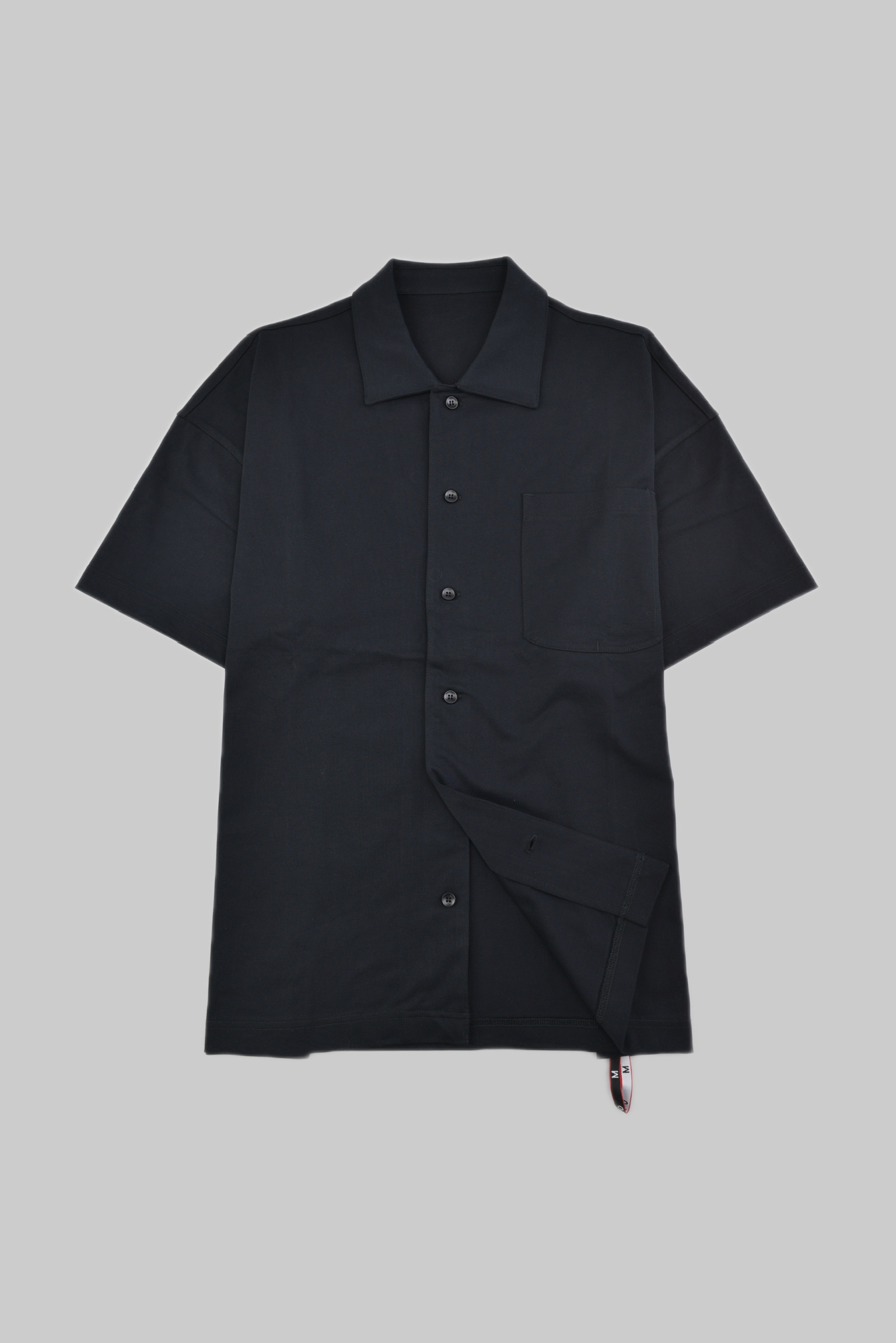 ミニマルオープンカラーショートスリーブシャツ　ジェットブラック サイズ: M